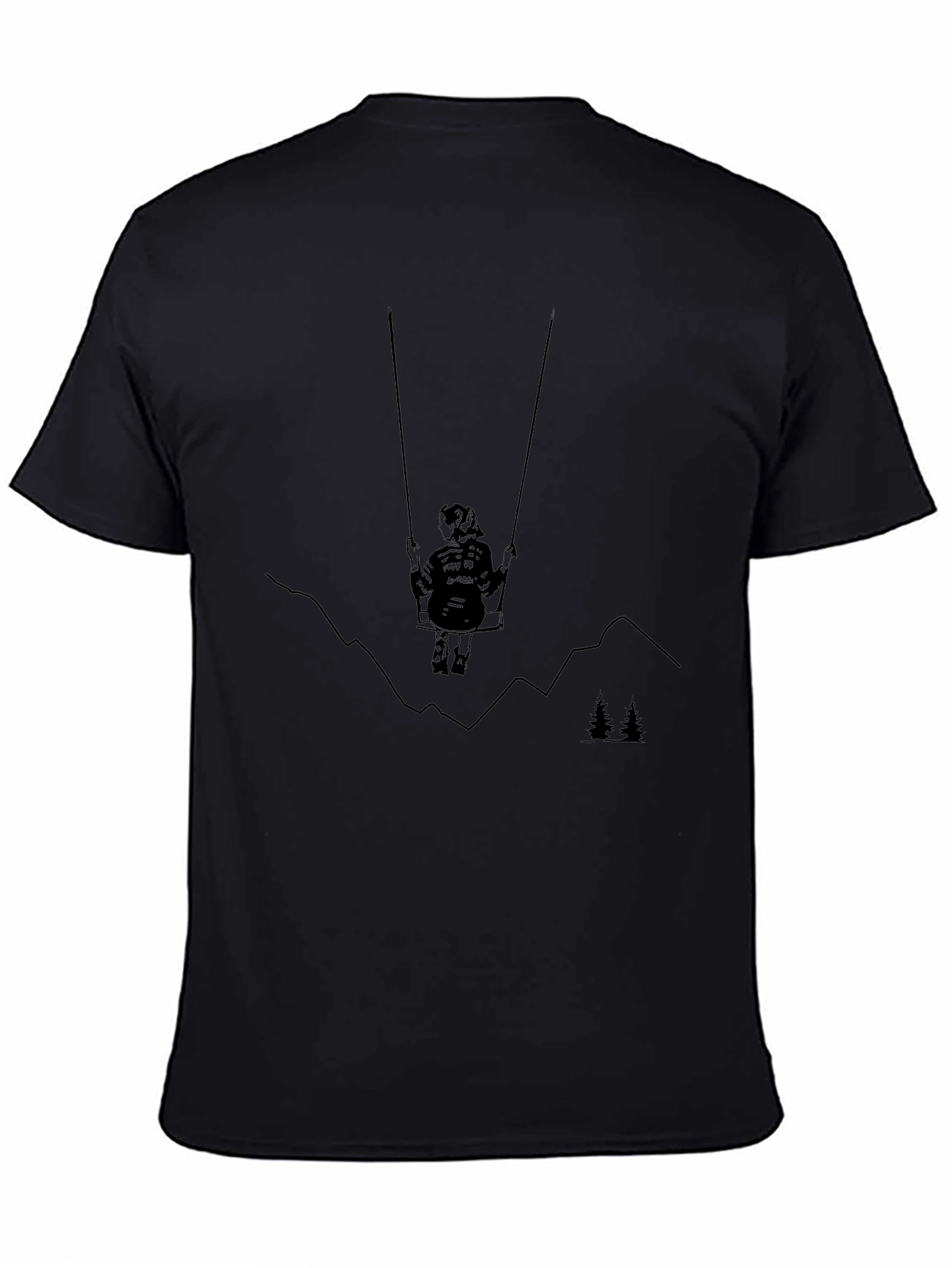 Black Graphic Tee - Girl on Swing