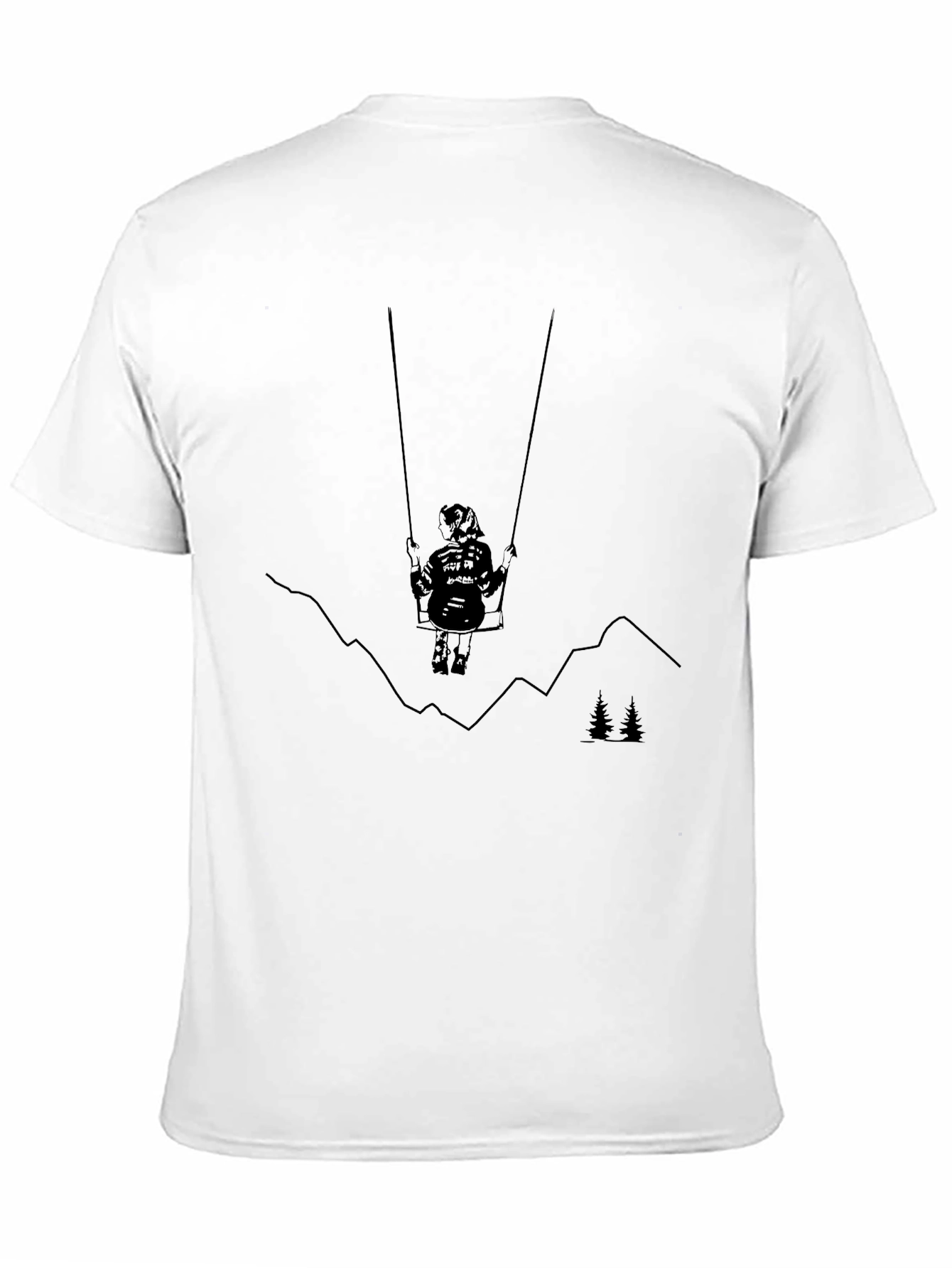 Black Graphic Tee - Girl on Swing