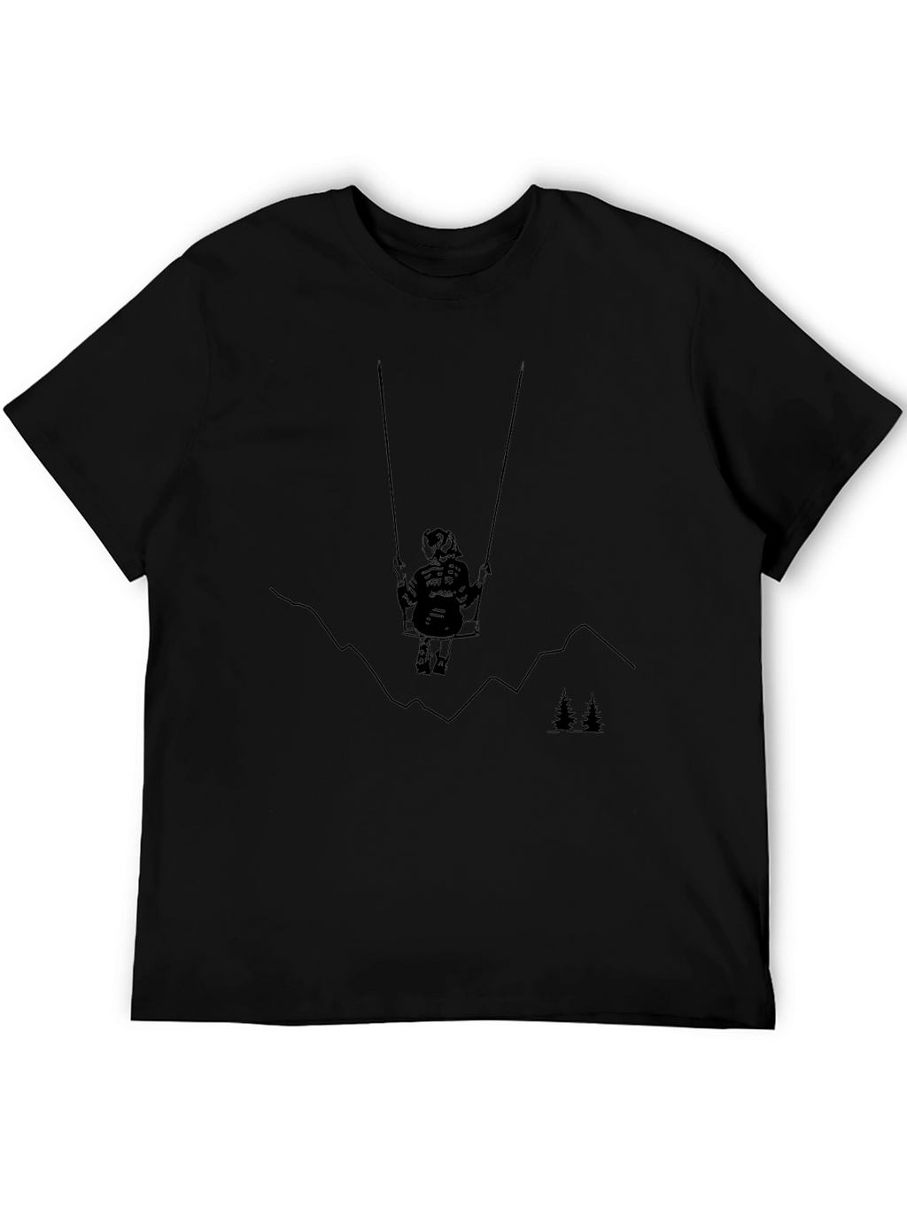 Black Graphic Tee - Girl on Swing