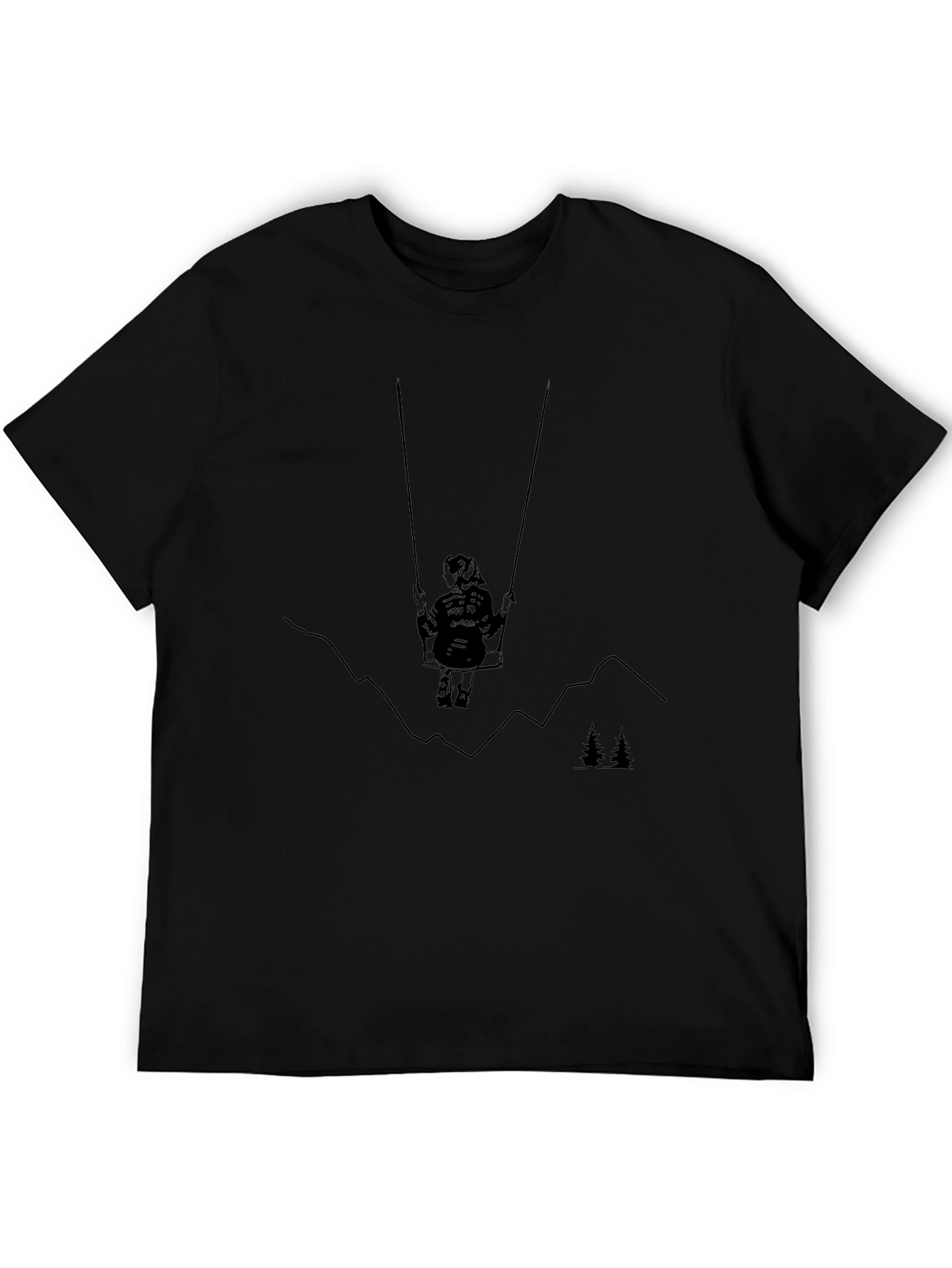 Black Graphic Tee - Girl on Swing