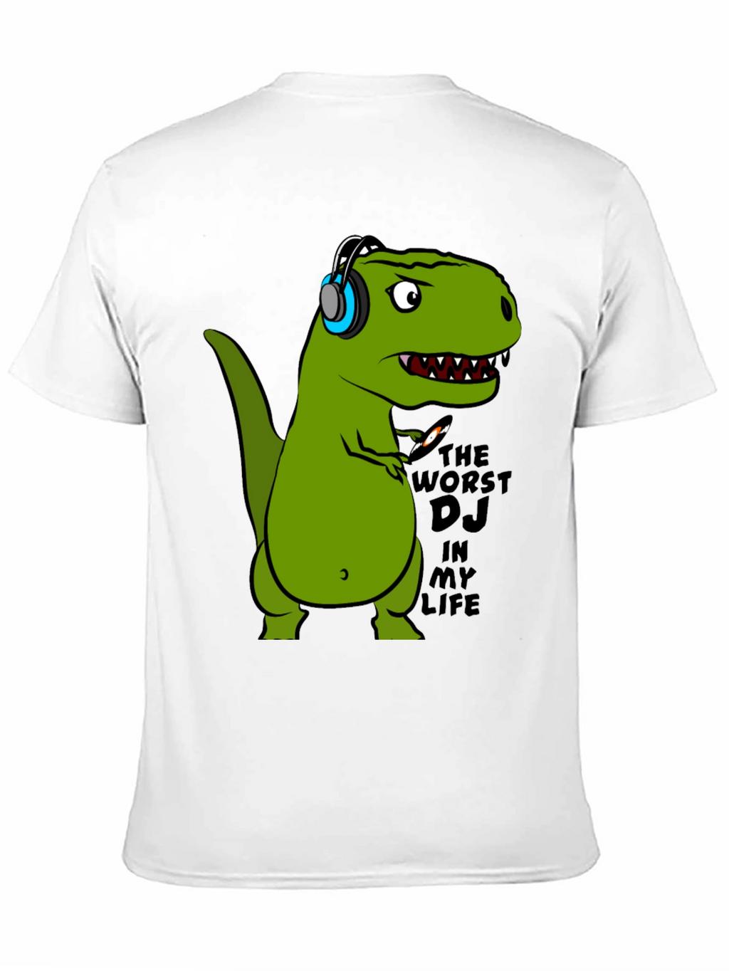 Dino DJ T-Shirt - Black Cotton Graphic Tee