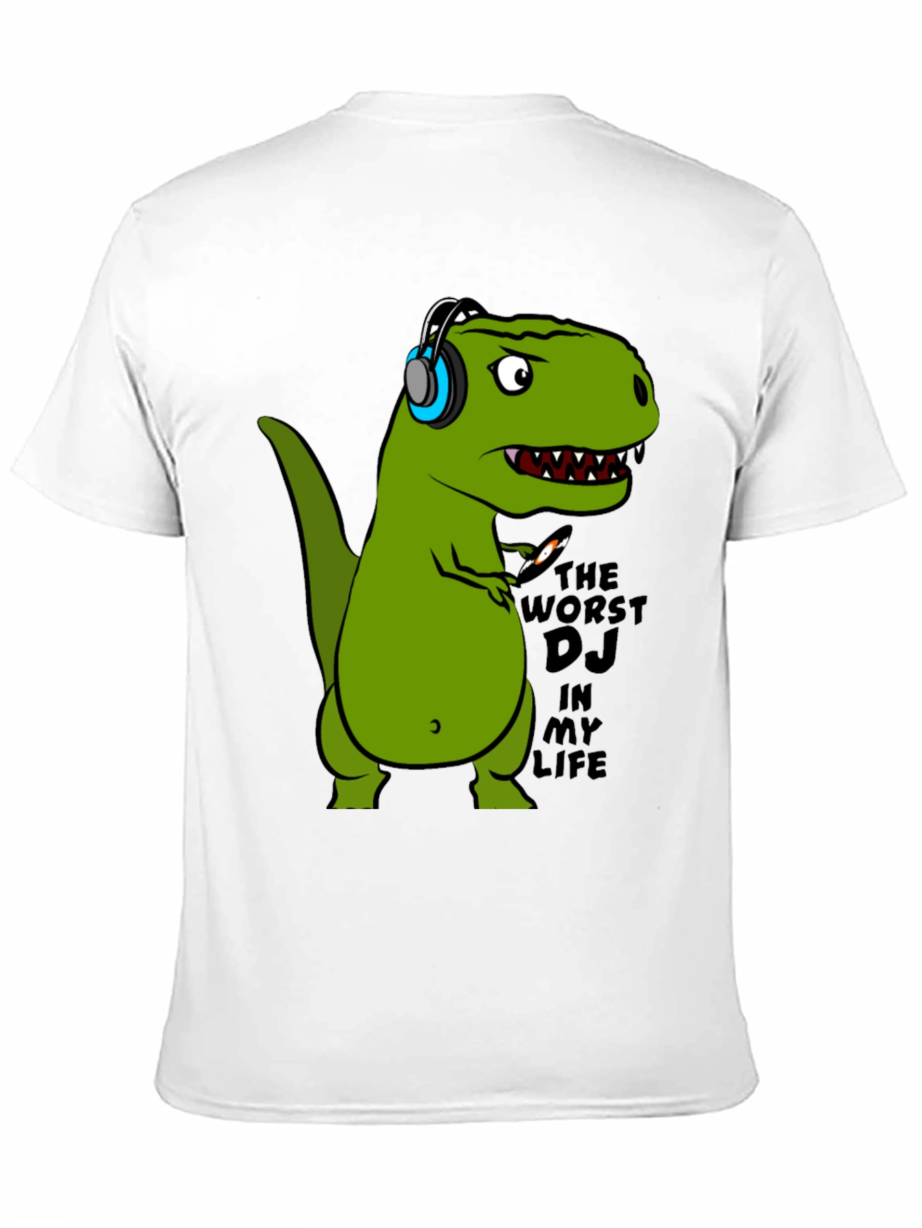 Dino DJ T-Shirt - Black Cotton Graphic Tee