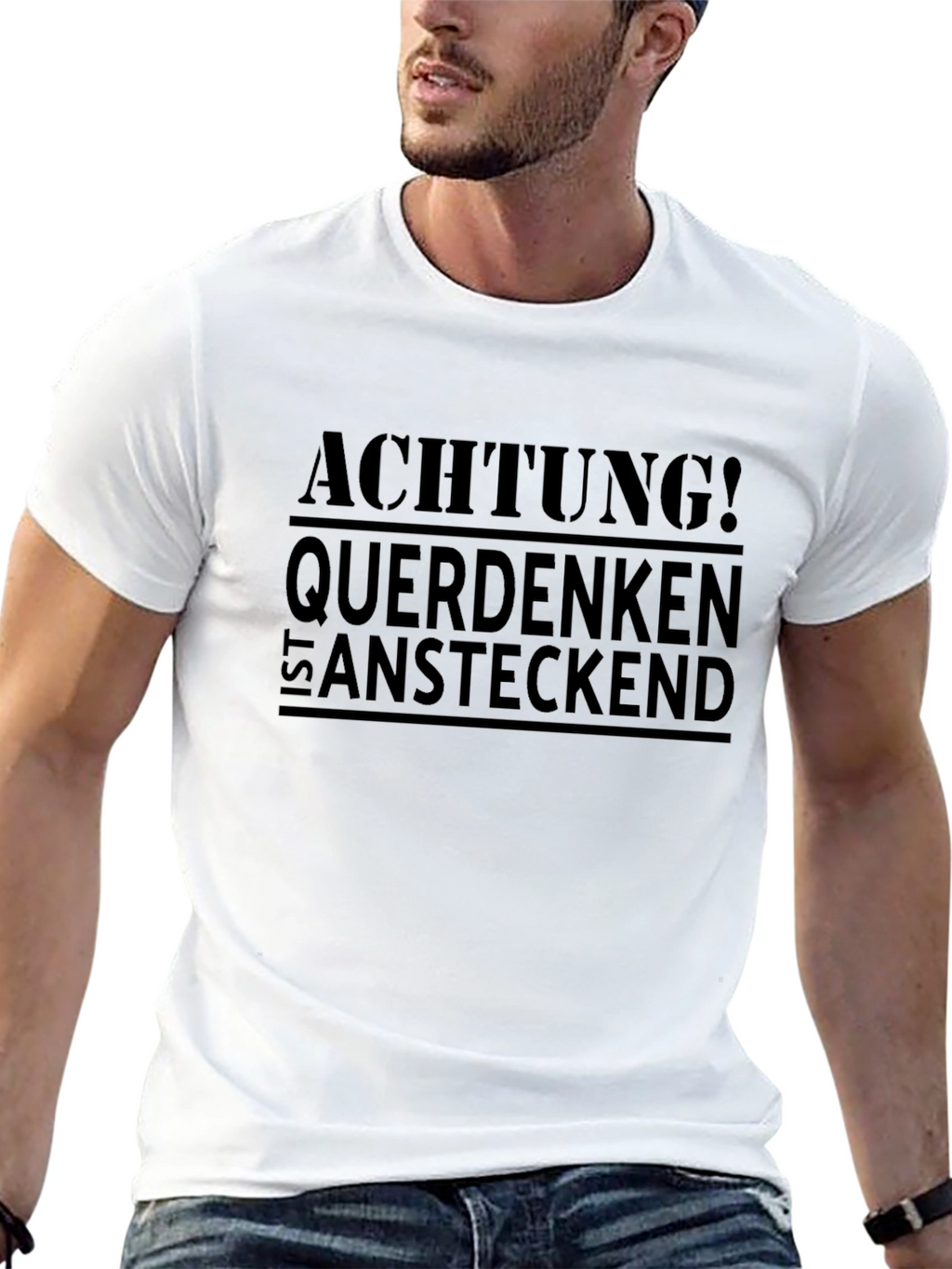 Achtung! Querdenken Ist Ansteckend Black T-Shirt