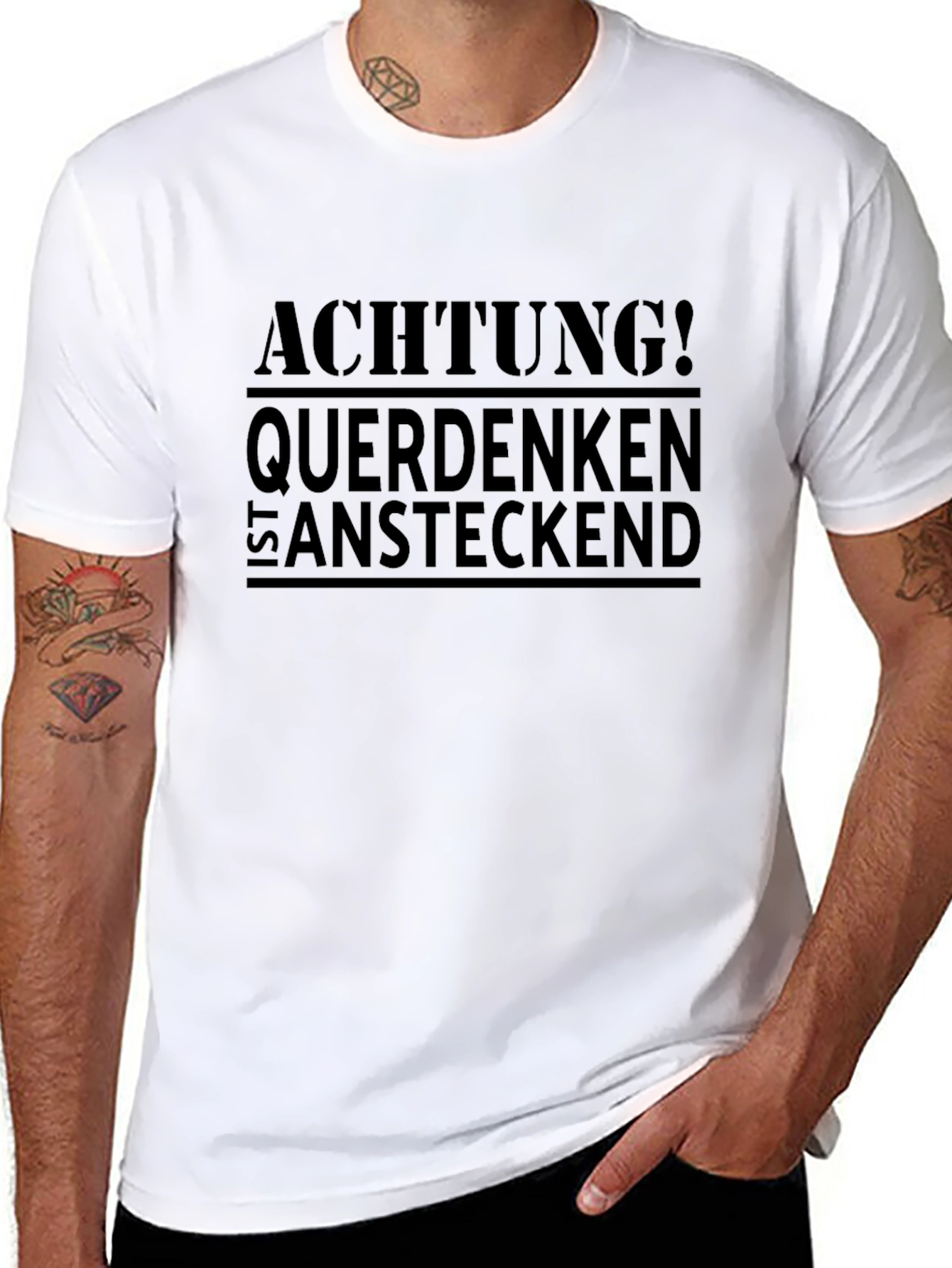 Achtung! Querdenken Ist Ansteckend Black T-Shirt