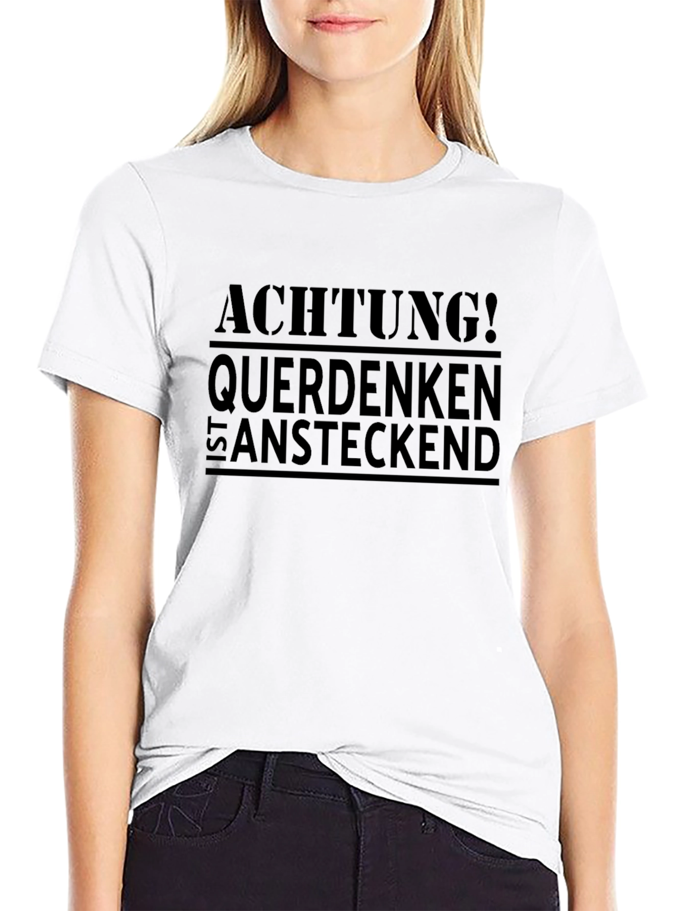 Achtung! Querdenken Ist Ansteckend Black T-Shirt