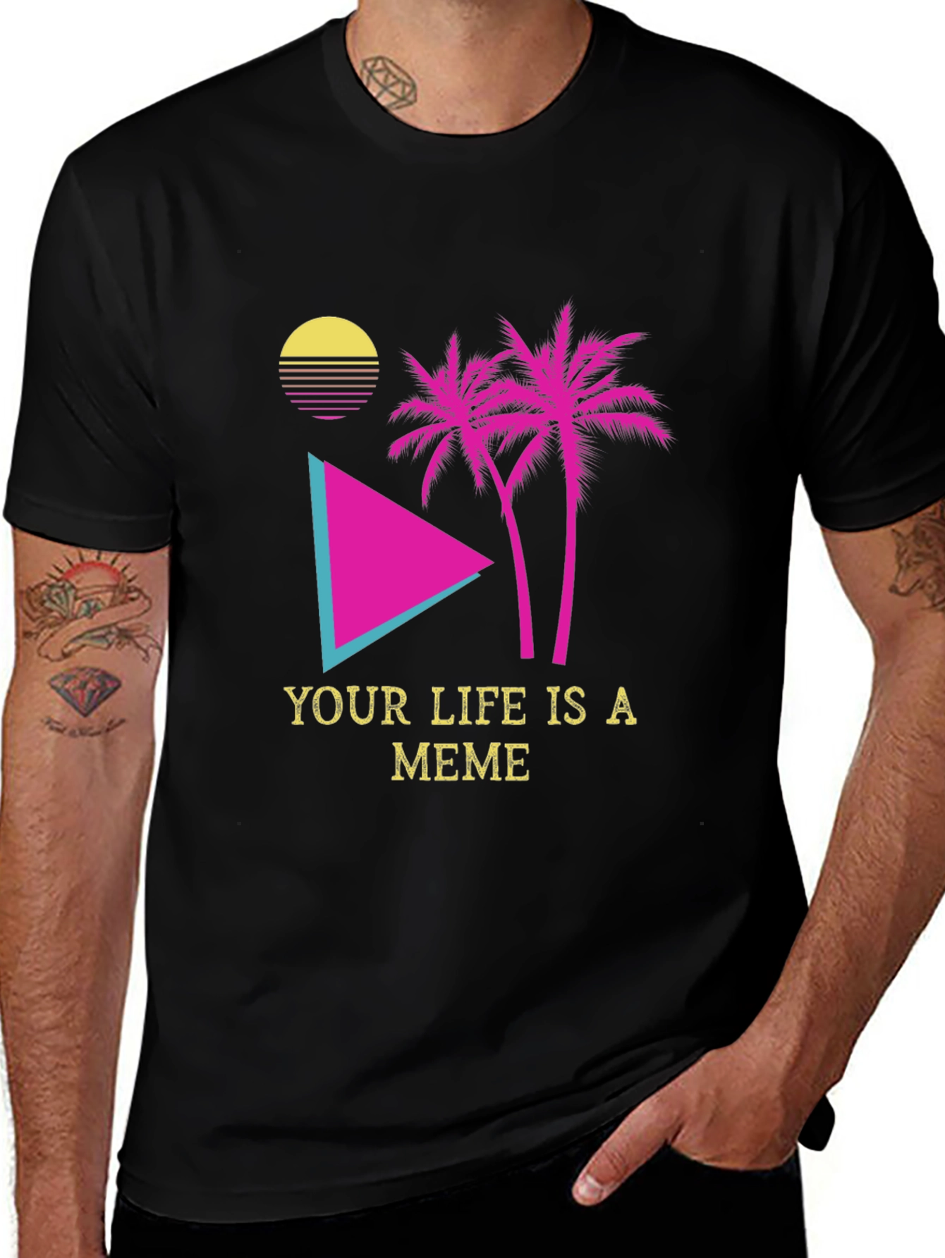 Meme Life Graphic Tee - Black Novelty T-Shirt