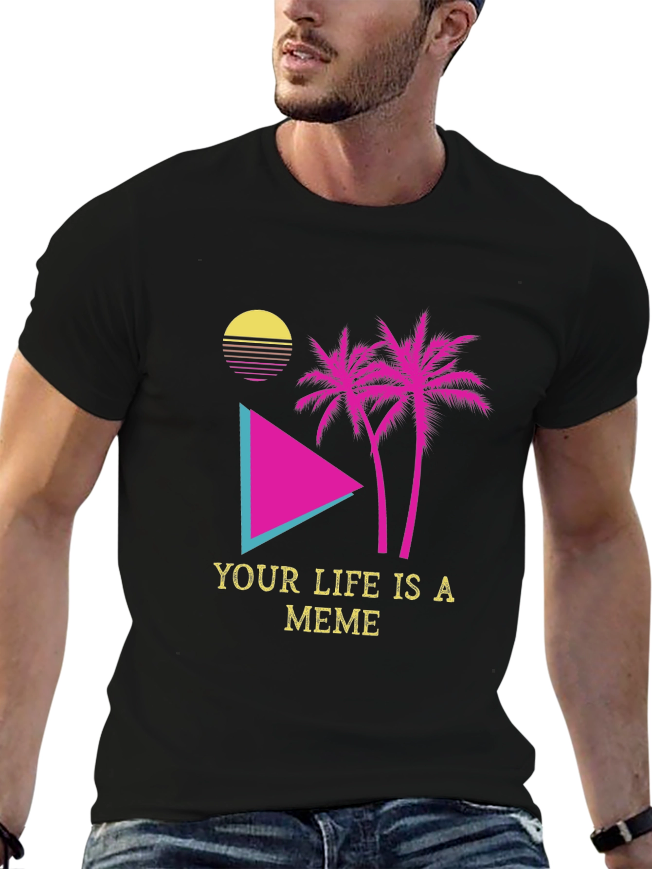 Meme Life Graphic Tee - Black Novelty T-Shirt