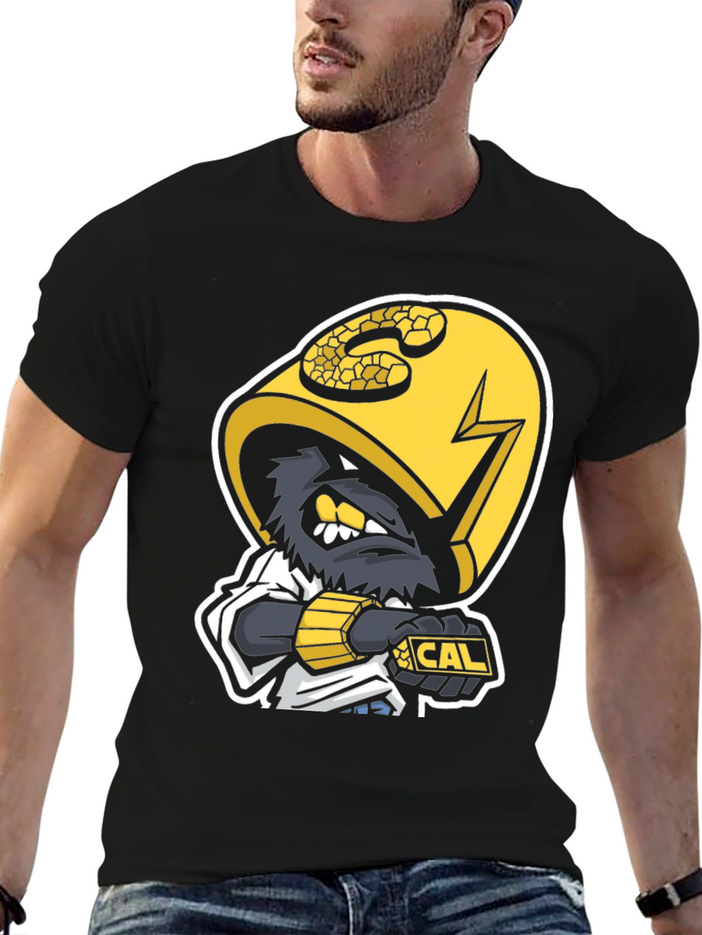 Black T-Shirt with Cal Mascot Graphic