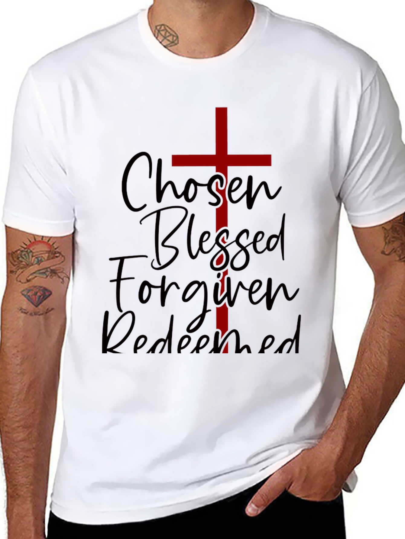 Chosen Blessed Forgiven Redeemed Christian T-Shirt