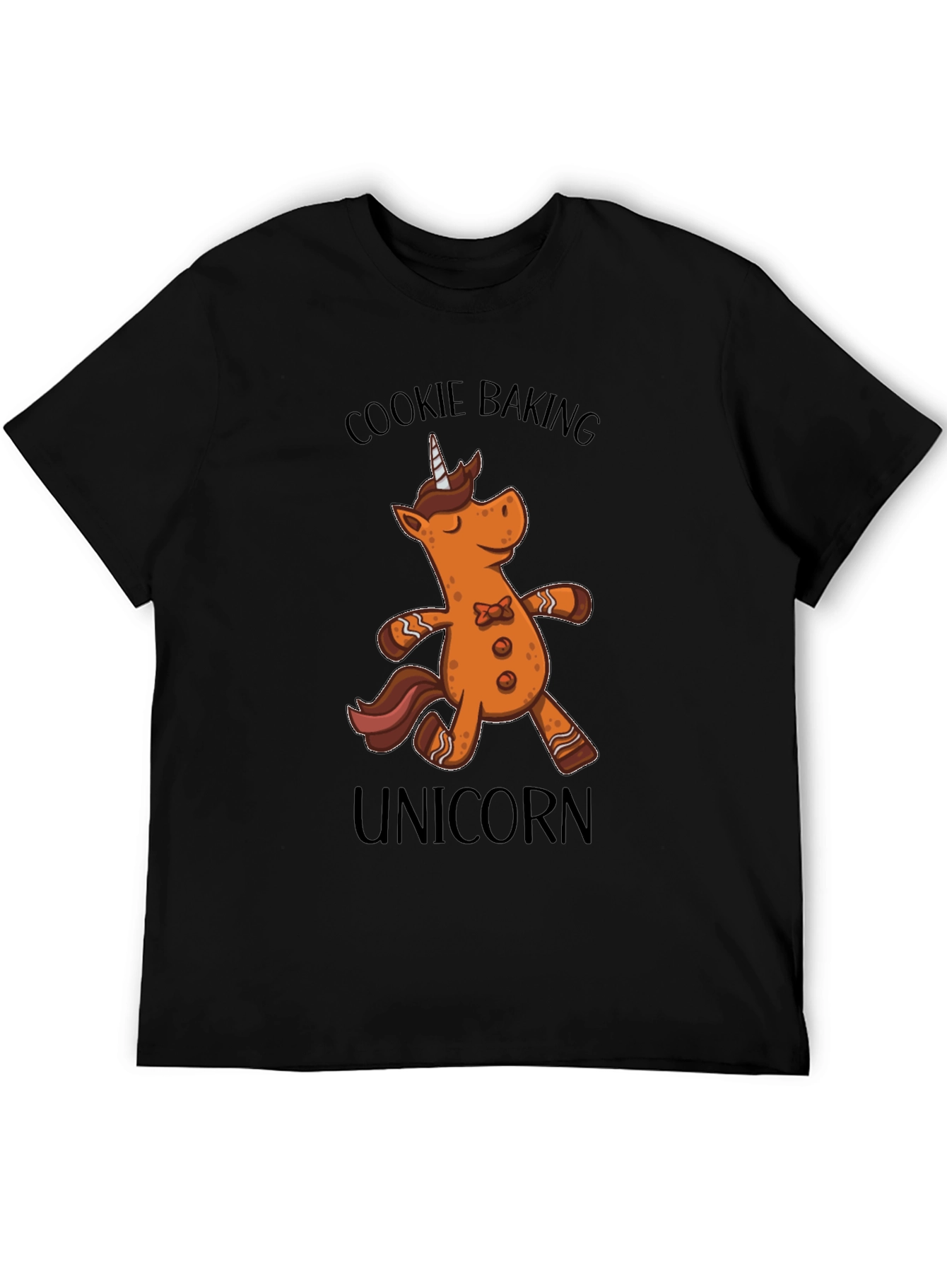 Cookie Baking Unicorn Graphic T-Shirt - Black