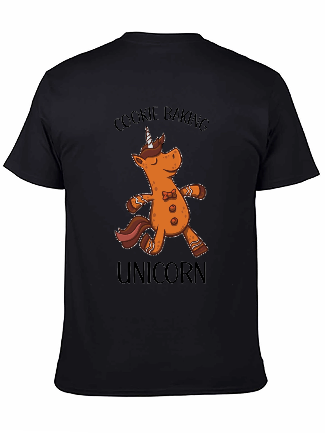 Cookie Baking Unicorn Graphic T-Shirt - Black