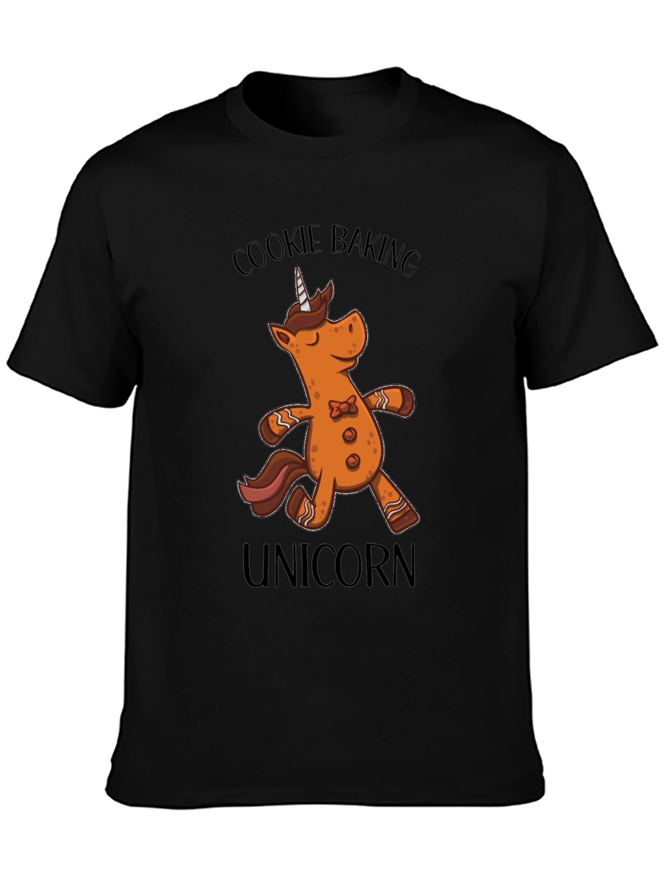 Cookie Baking Unicorn Graphic T-Shirt - Black