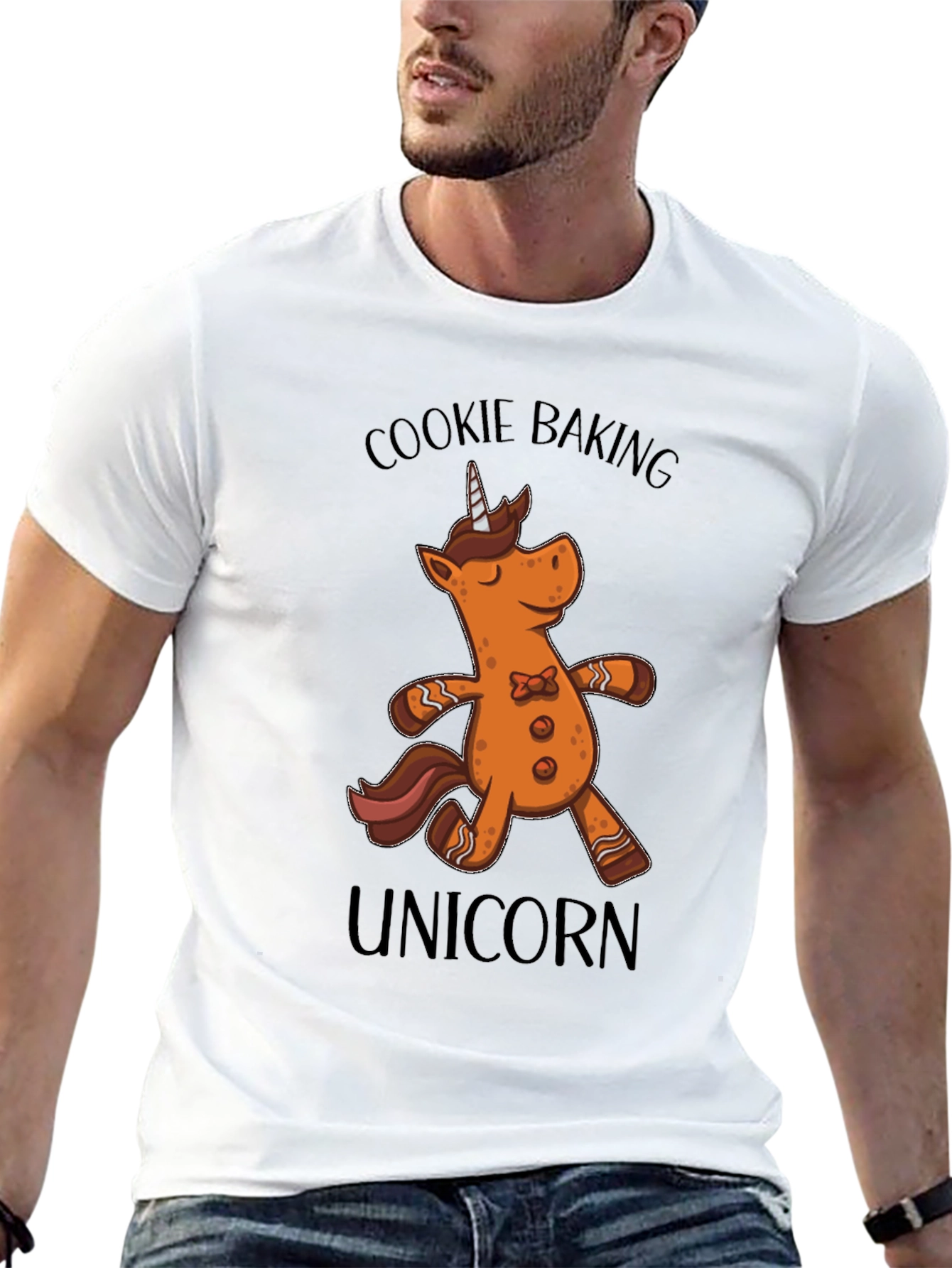 Cookie Baking Unicorn Graphic T-Shirt - Black