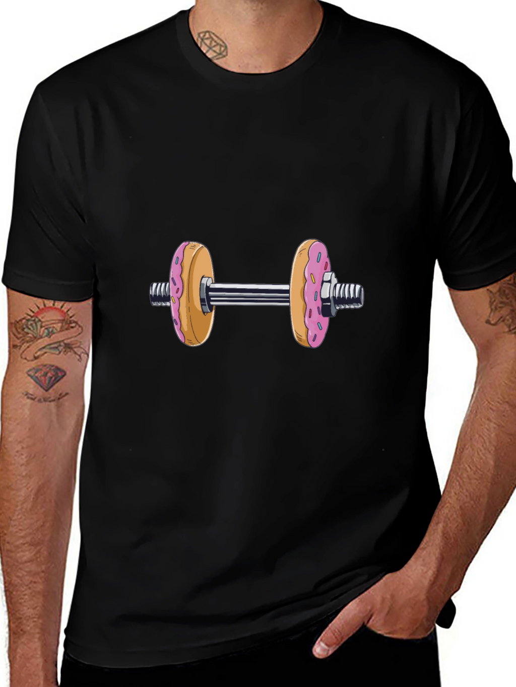 Donut Dumbbell T-Shirt - Funny Fitness Tee