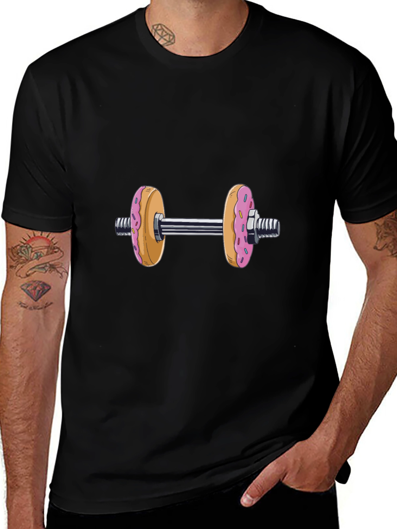 Donut Dumbbell T-Shirt - Funny Fitness Tee