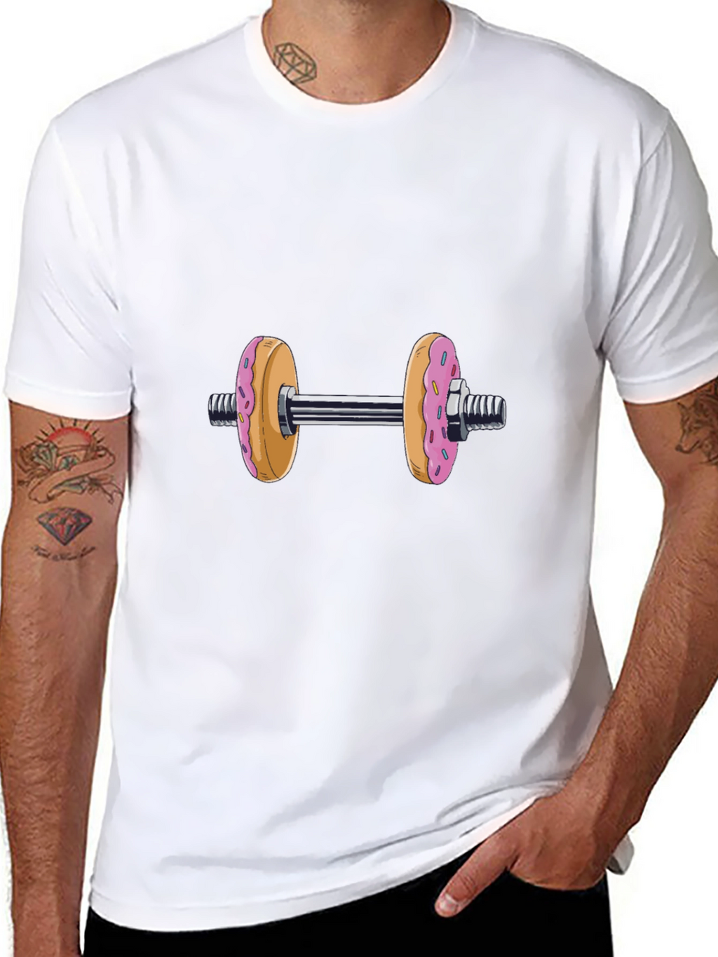 Donut Dumbbell T-Shirt - Funny Fitness Tee