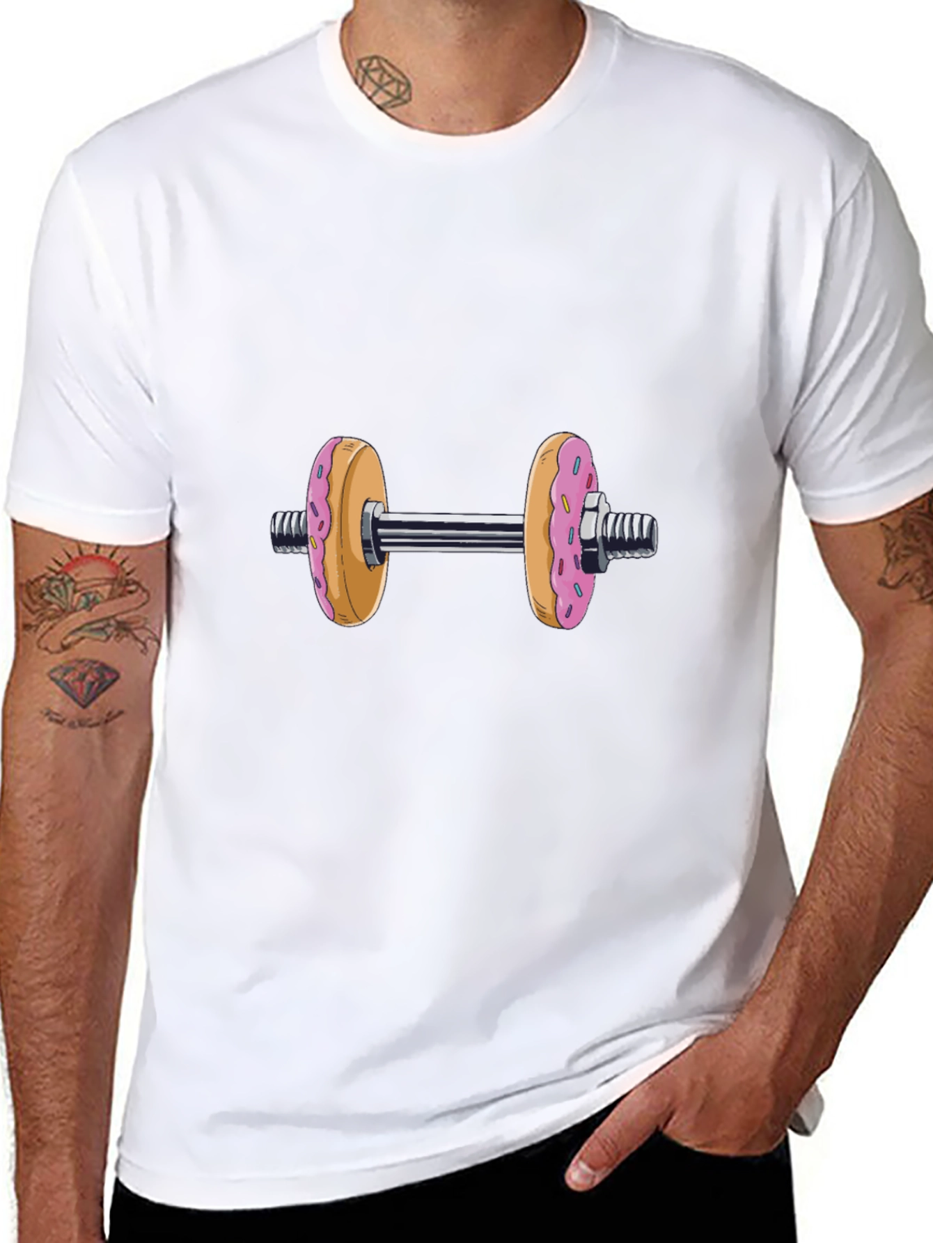 Donut Dumbbell T-Shirt - Funny Fitness Tee