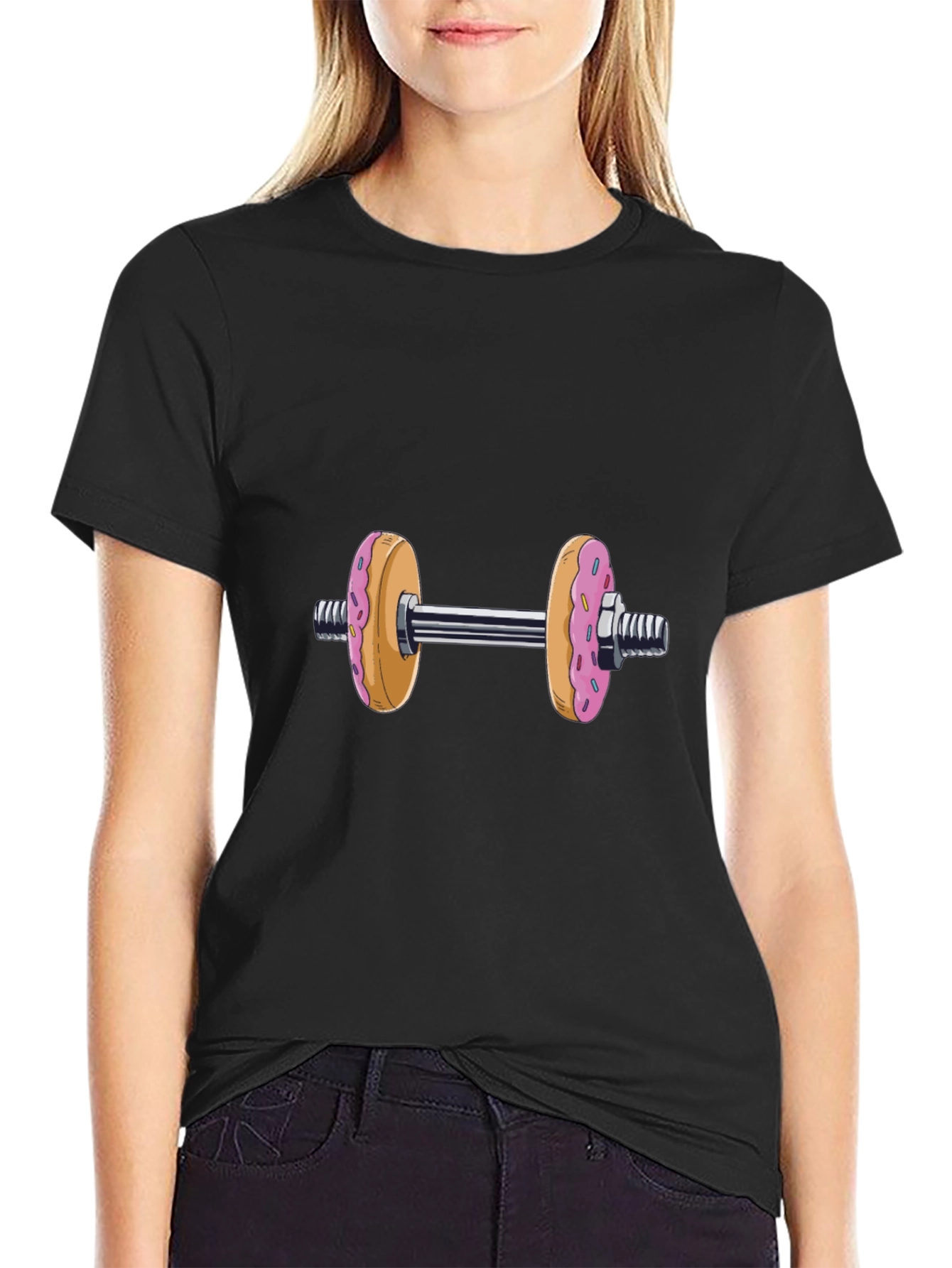 Donut Dumbbell T-Shirt - Funny Fitness Tee