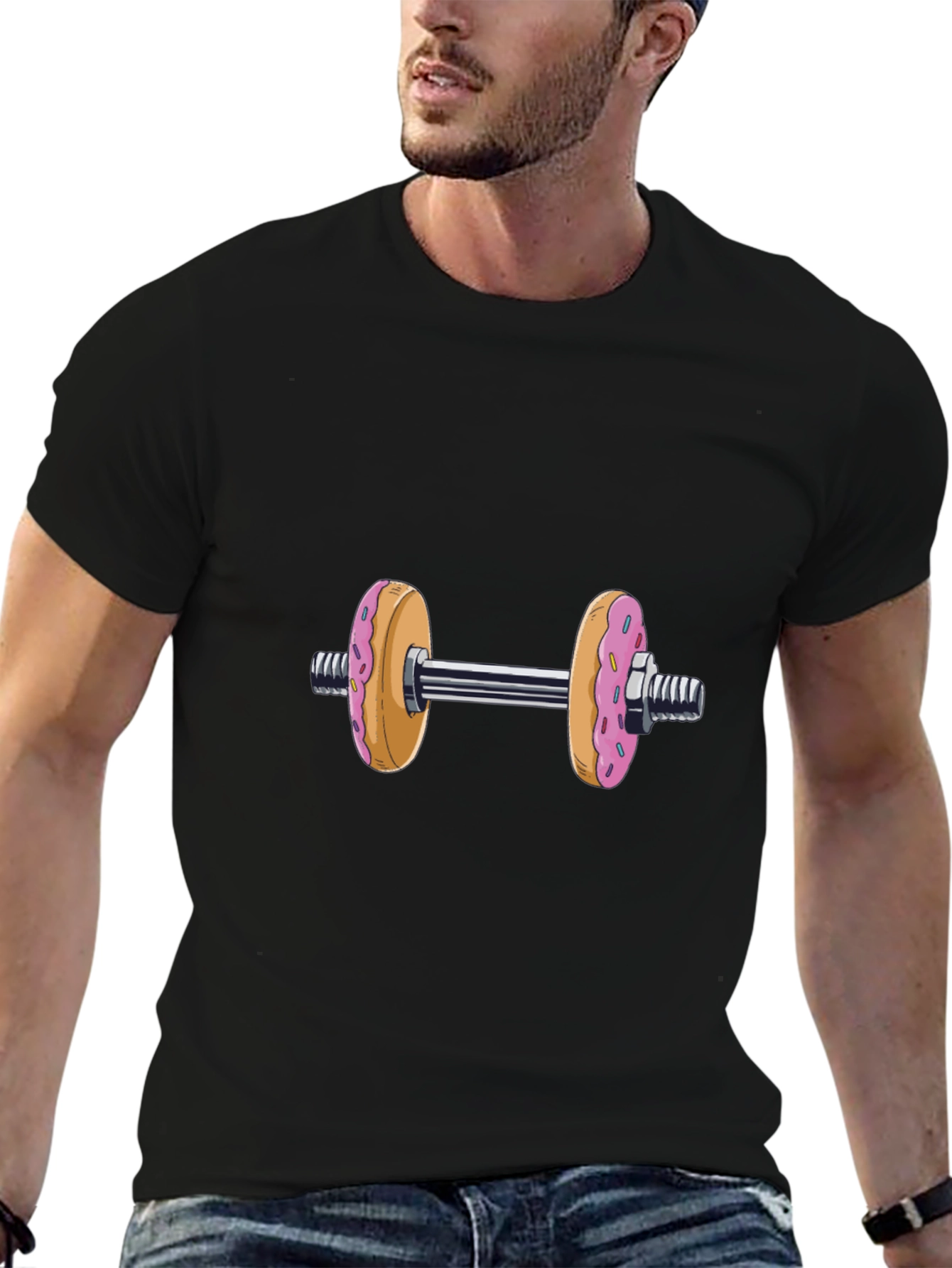 Donut Dumbbell T-Shirt - Funny Fitness Tee