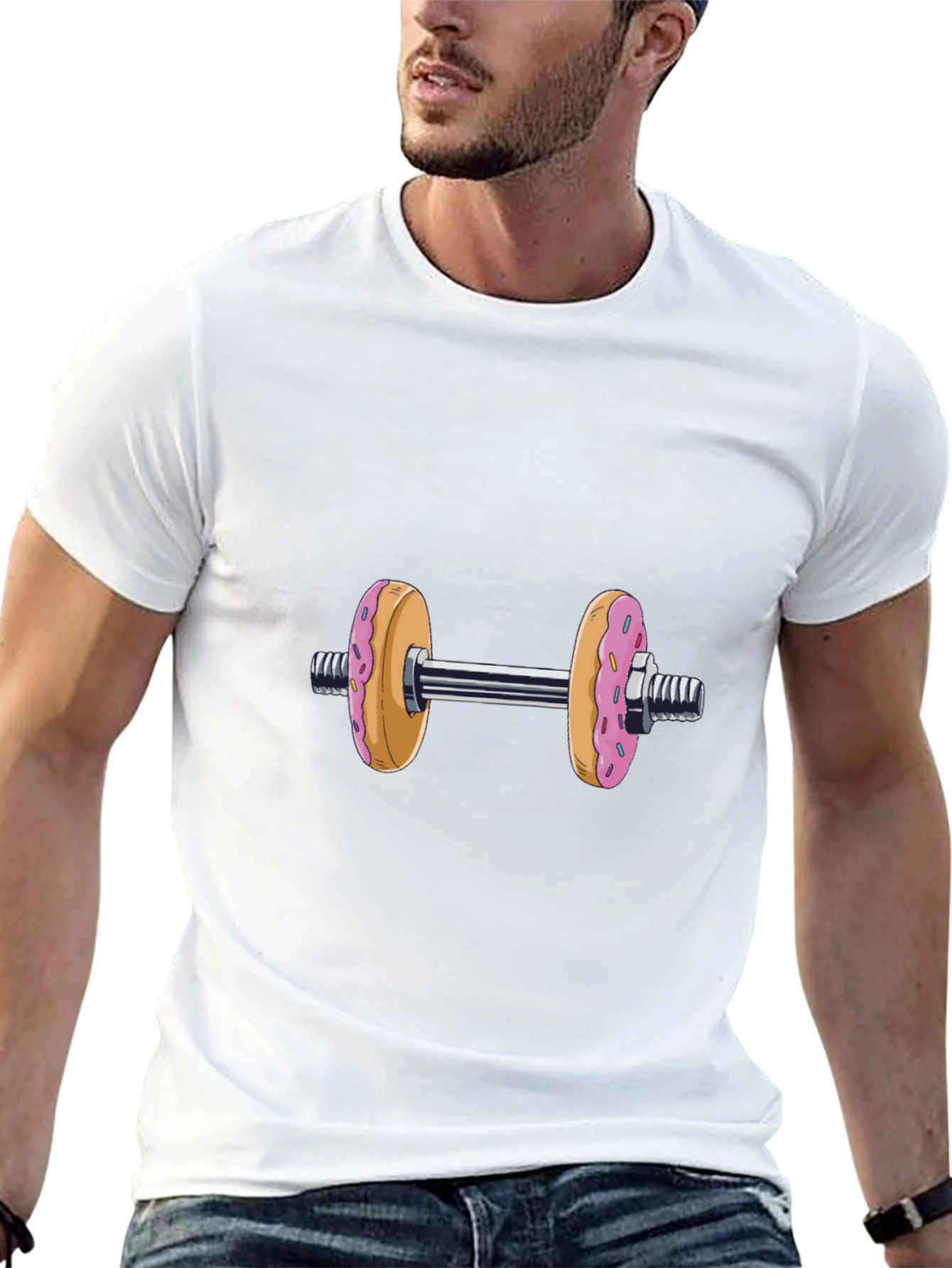 Donut Dumbbell T-Shirt - Funny Fitness Tee