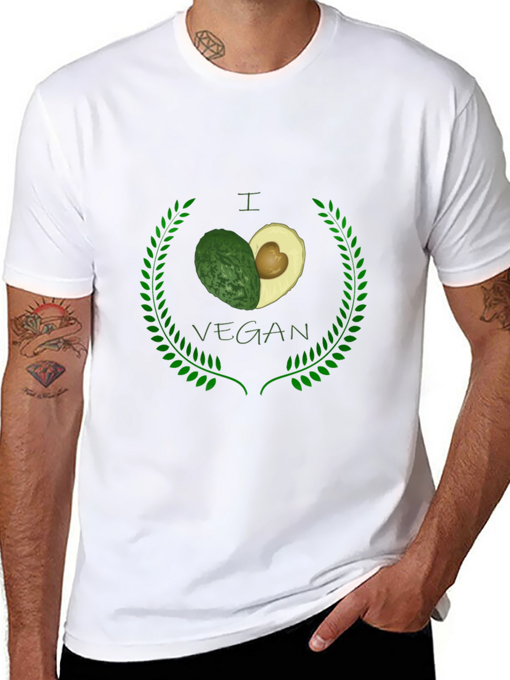I Heart Vegan Avocado Black Graphic Tee