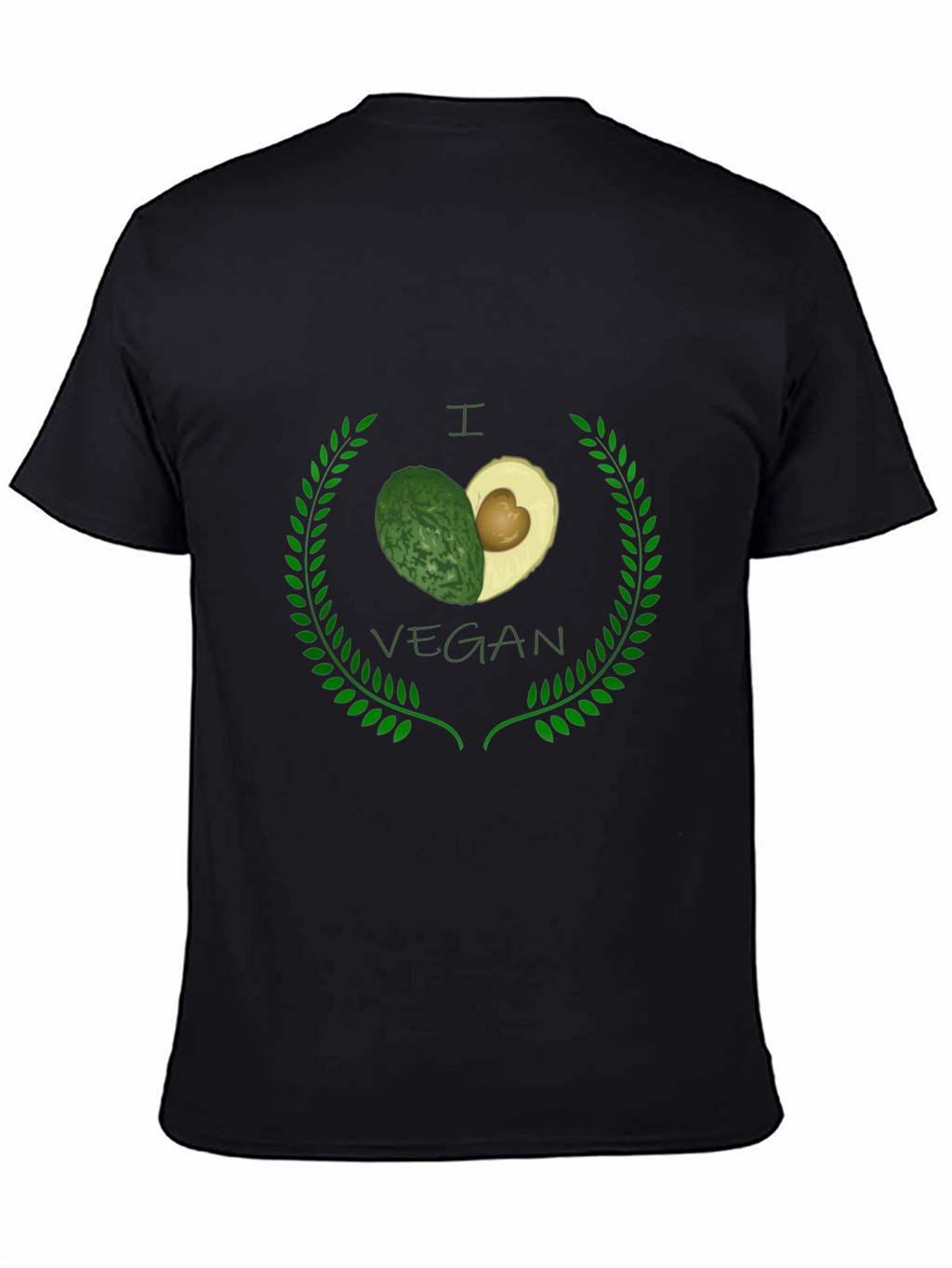 I Heart Vegan Avocado Black Graphic Tee