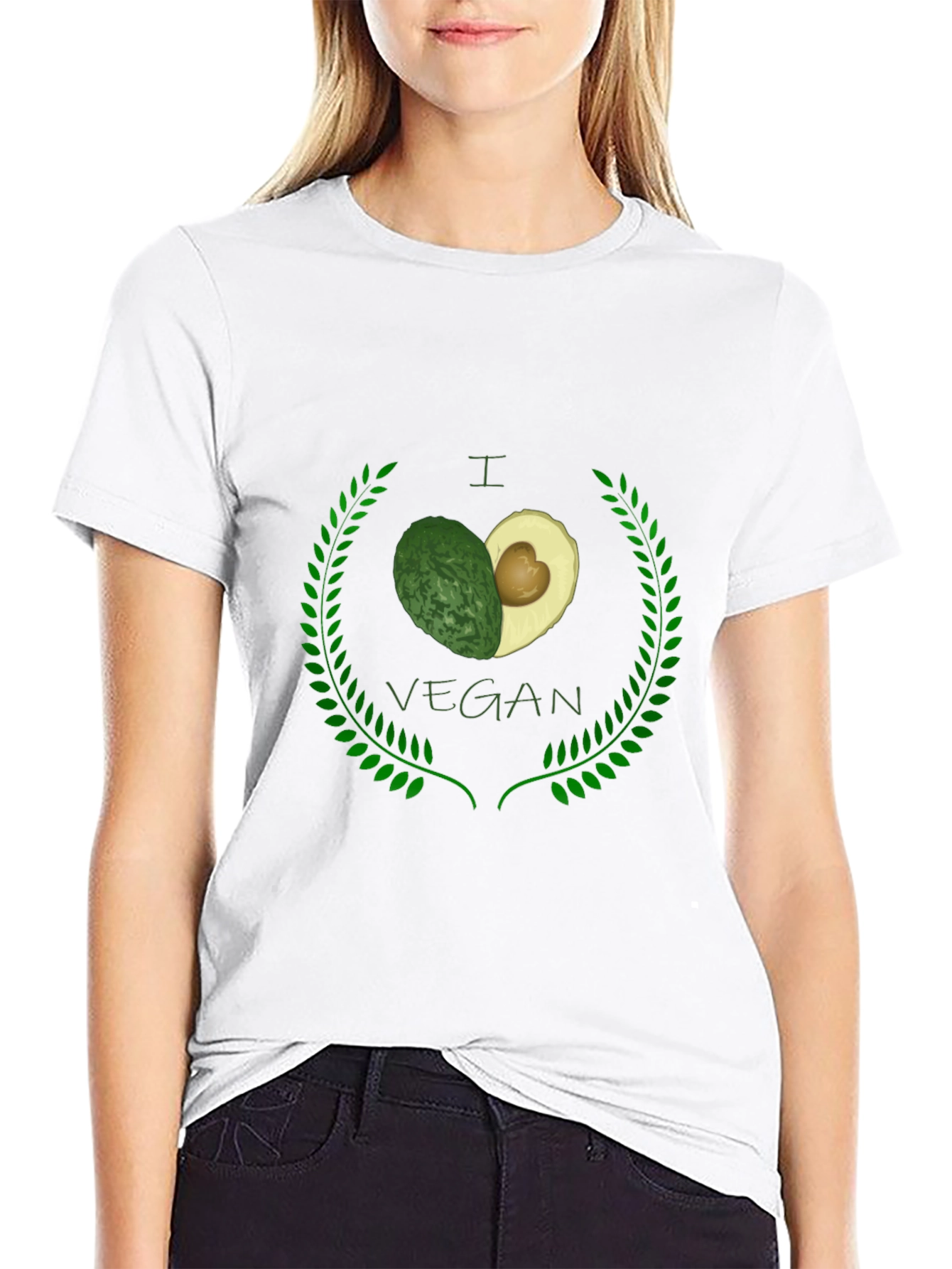 I Heart Vegan Avocado Black Graphic Tee