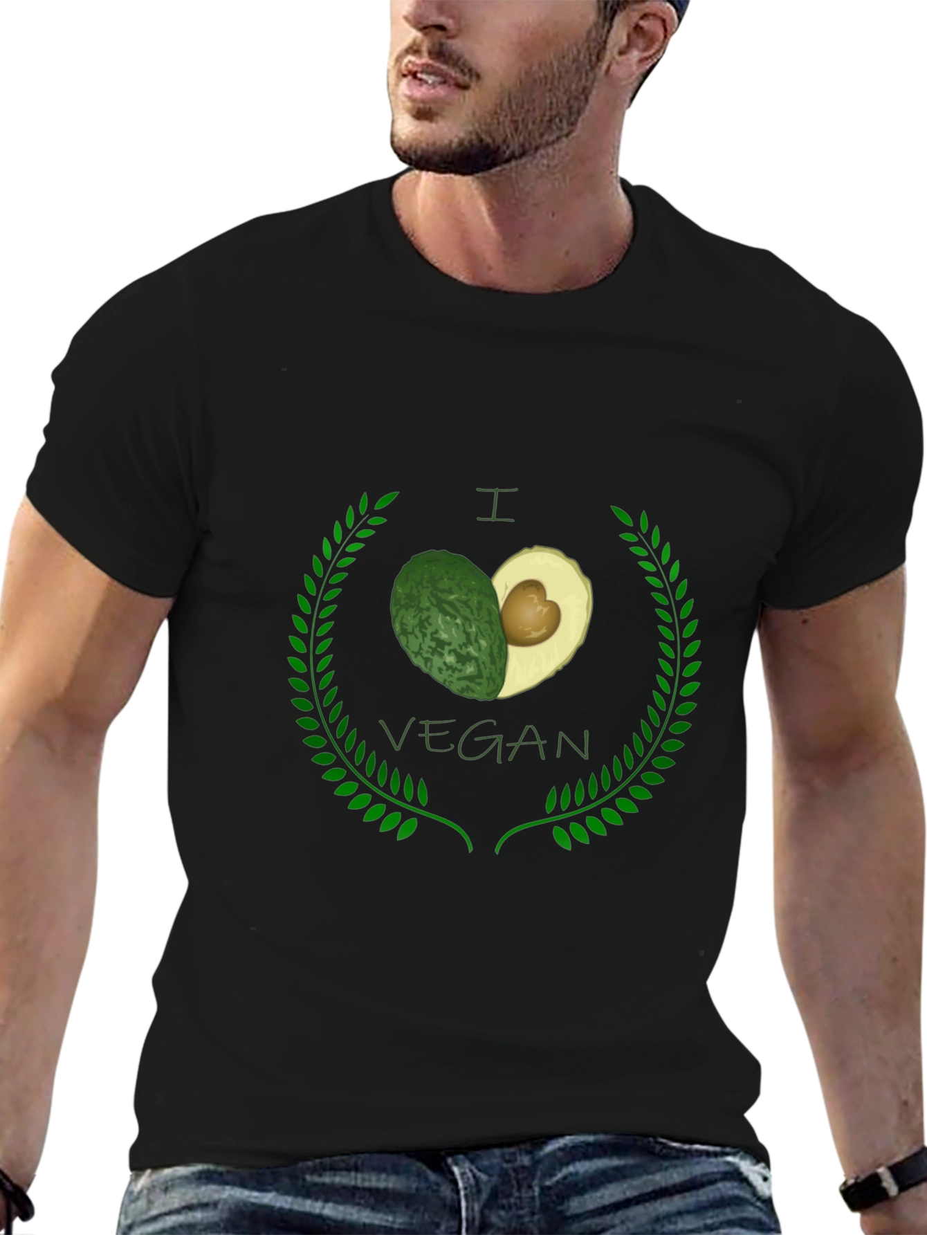 I Heart Vegan Avocado Black Graphic Tee