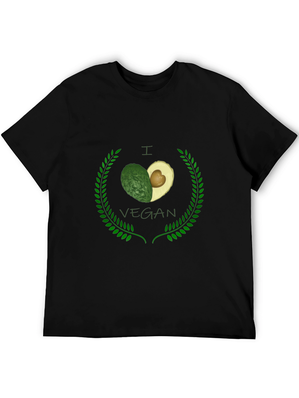 I Heart Vegan Avocado Black Graphic Tee
