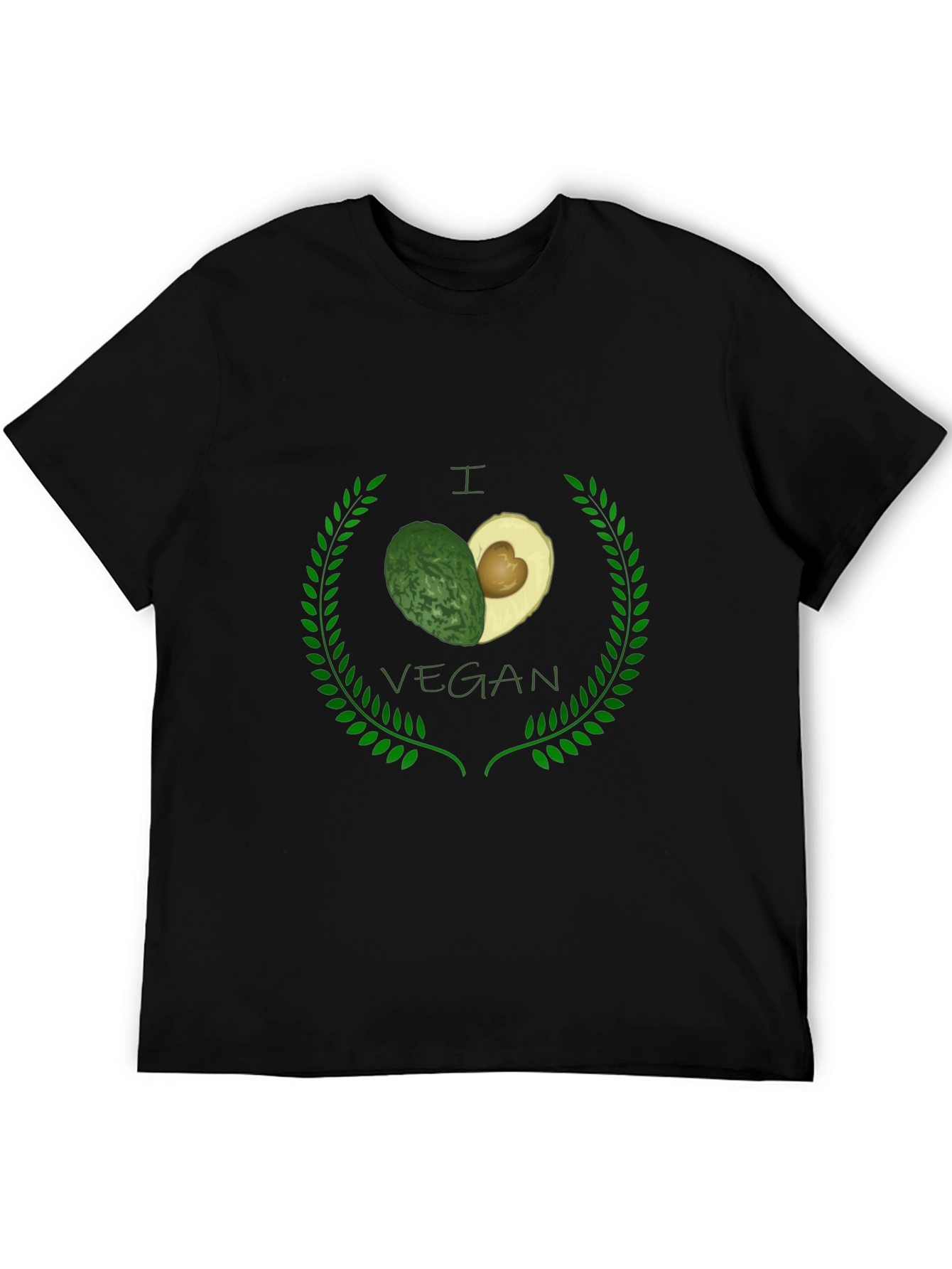 I Heart Vegan Avocado Black Graphic Tee