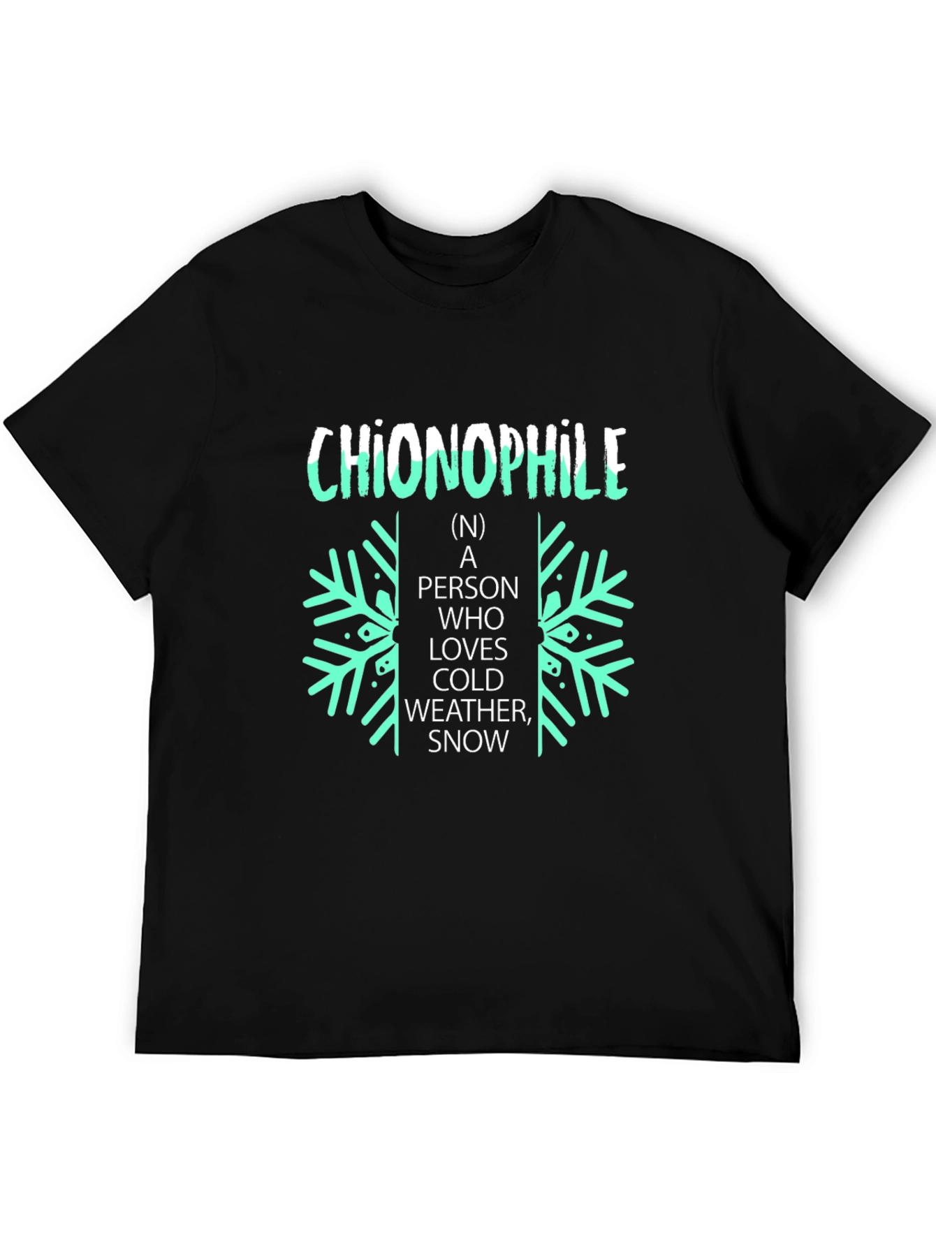 Chionophile Black T-Shirt: Love Cold Weather and Snow!