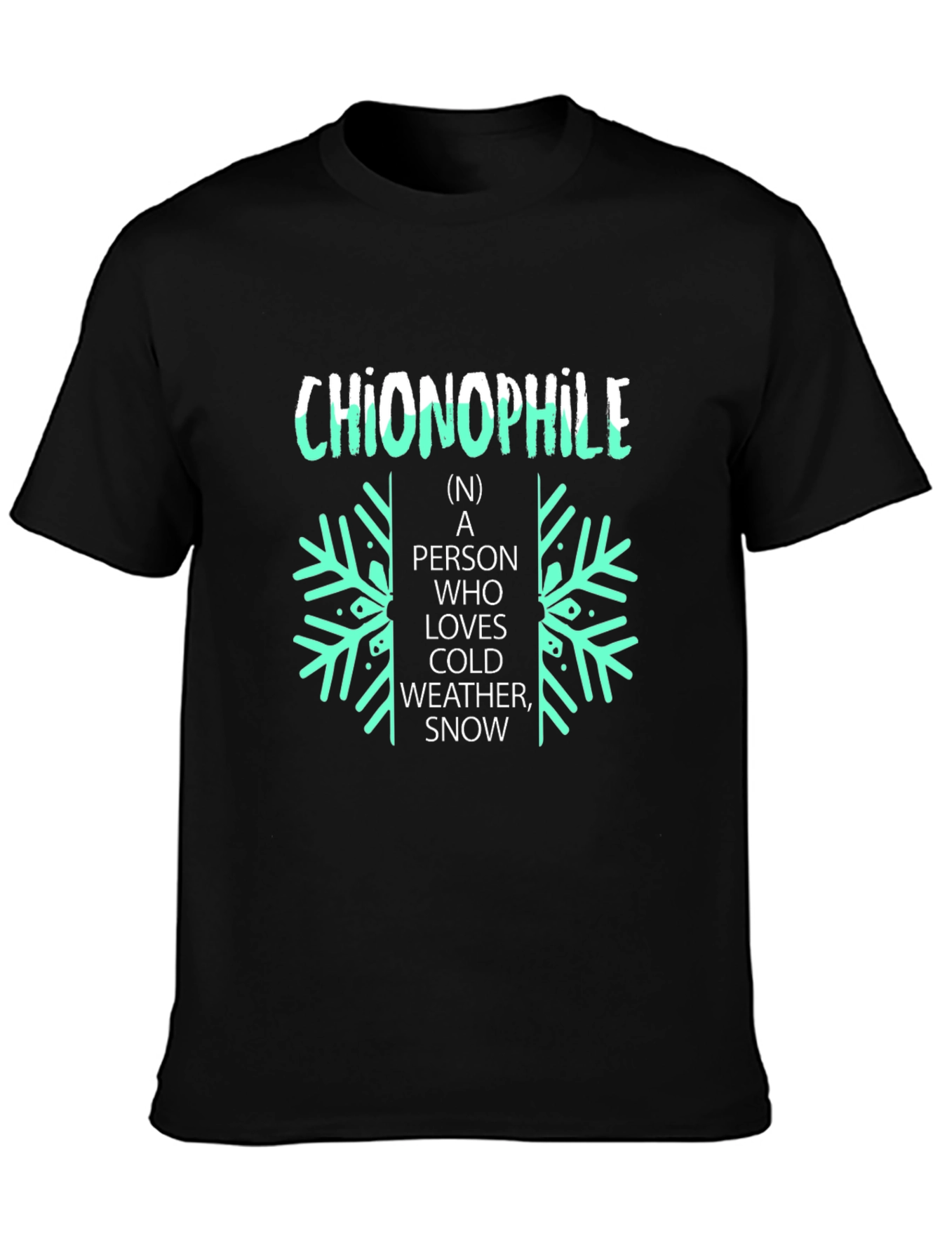 Chionophile Black T-Shirt: Love Cold Weather and Snow!