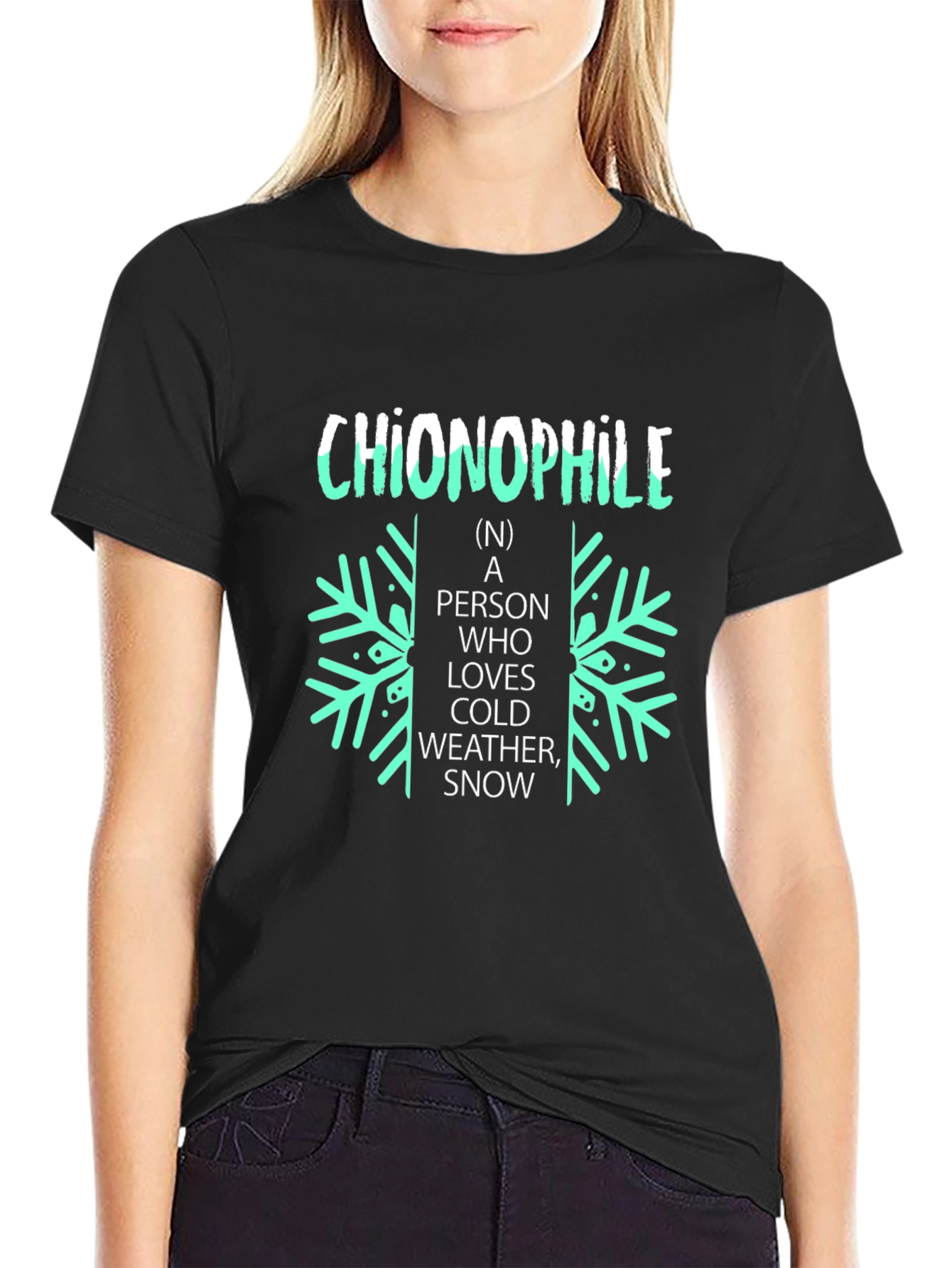 Chionophile Black T-Shirt: Love Cold Weather and Snow!