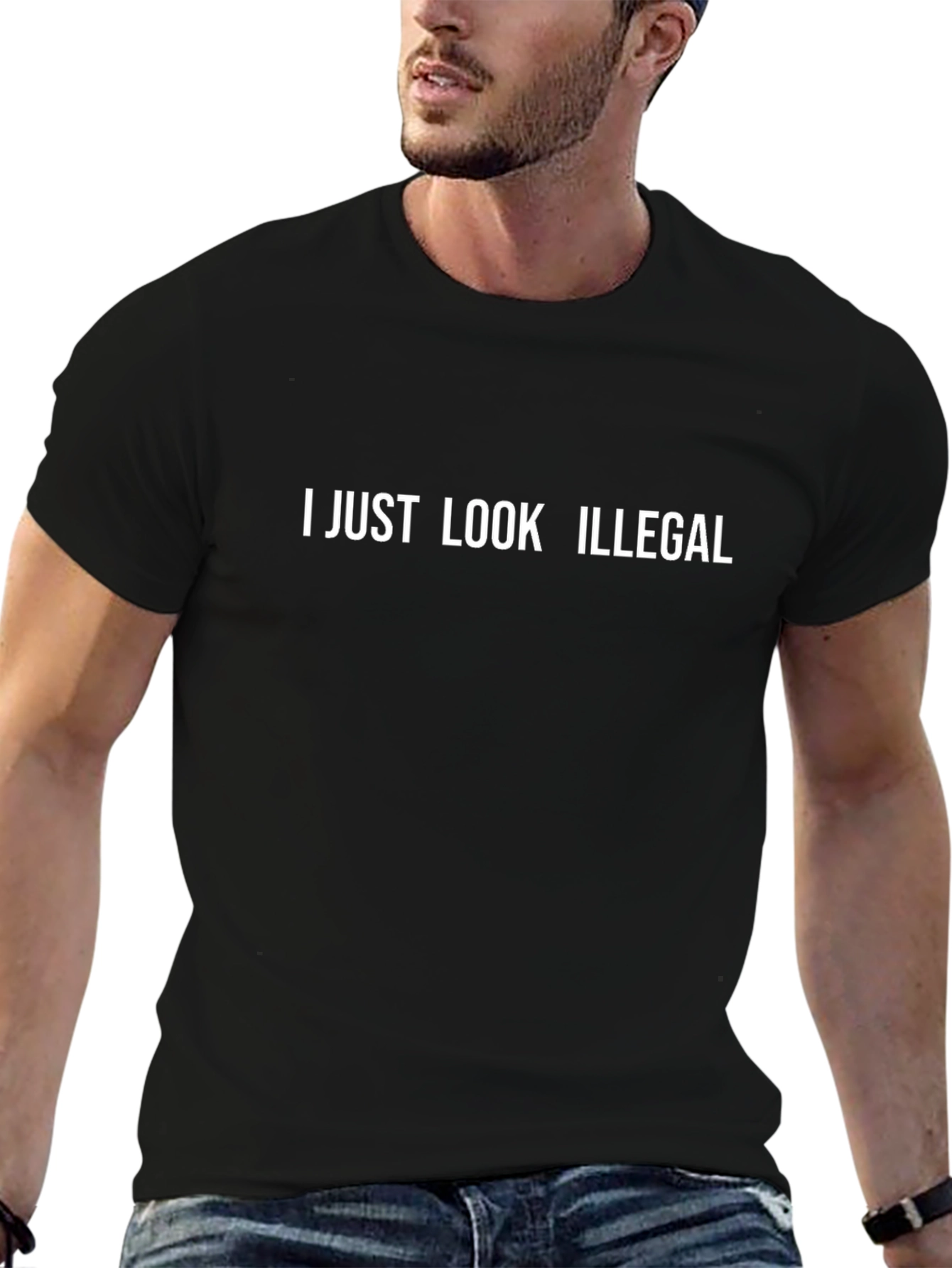 I Just Look Illegal Graphic Tee - Black Cotton T-Shirt