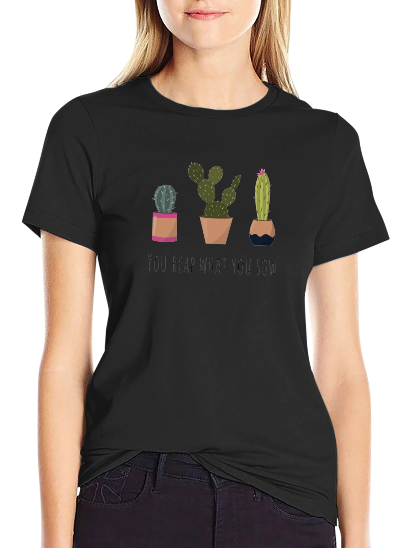 Cactus Graphic Tee: You Reap What You Sow - Black