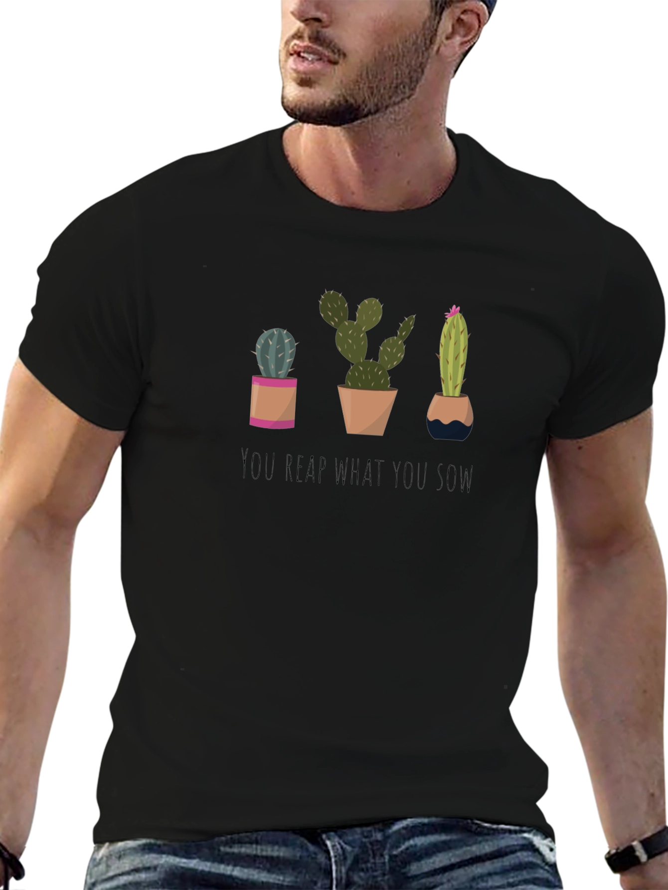 Cactus Graphic Tee: You Reap What You Sow - Black