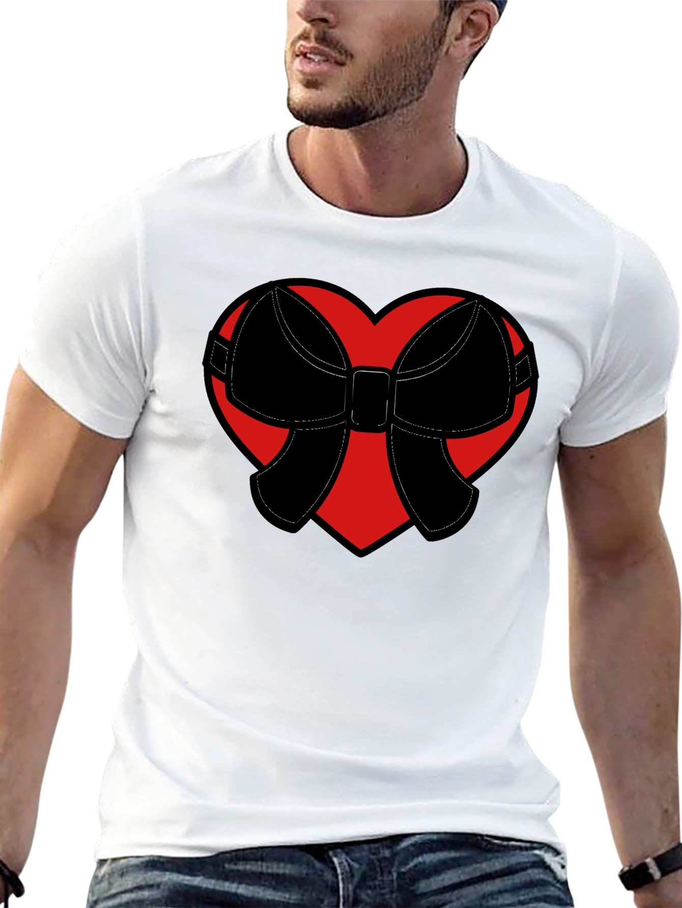 Heart Bow Graphic Tee - Black Casual Shirt