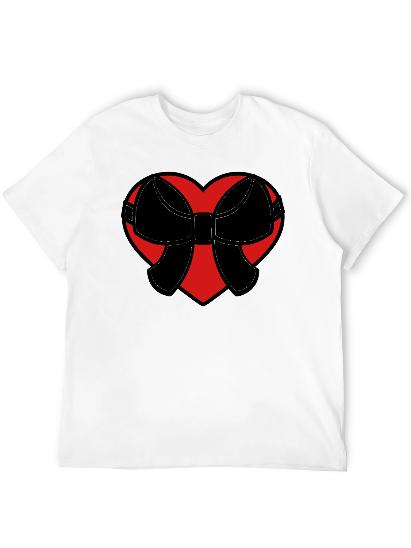 Heart Bow Graphic Tee - Black Casual Shirt