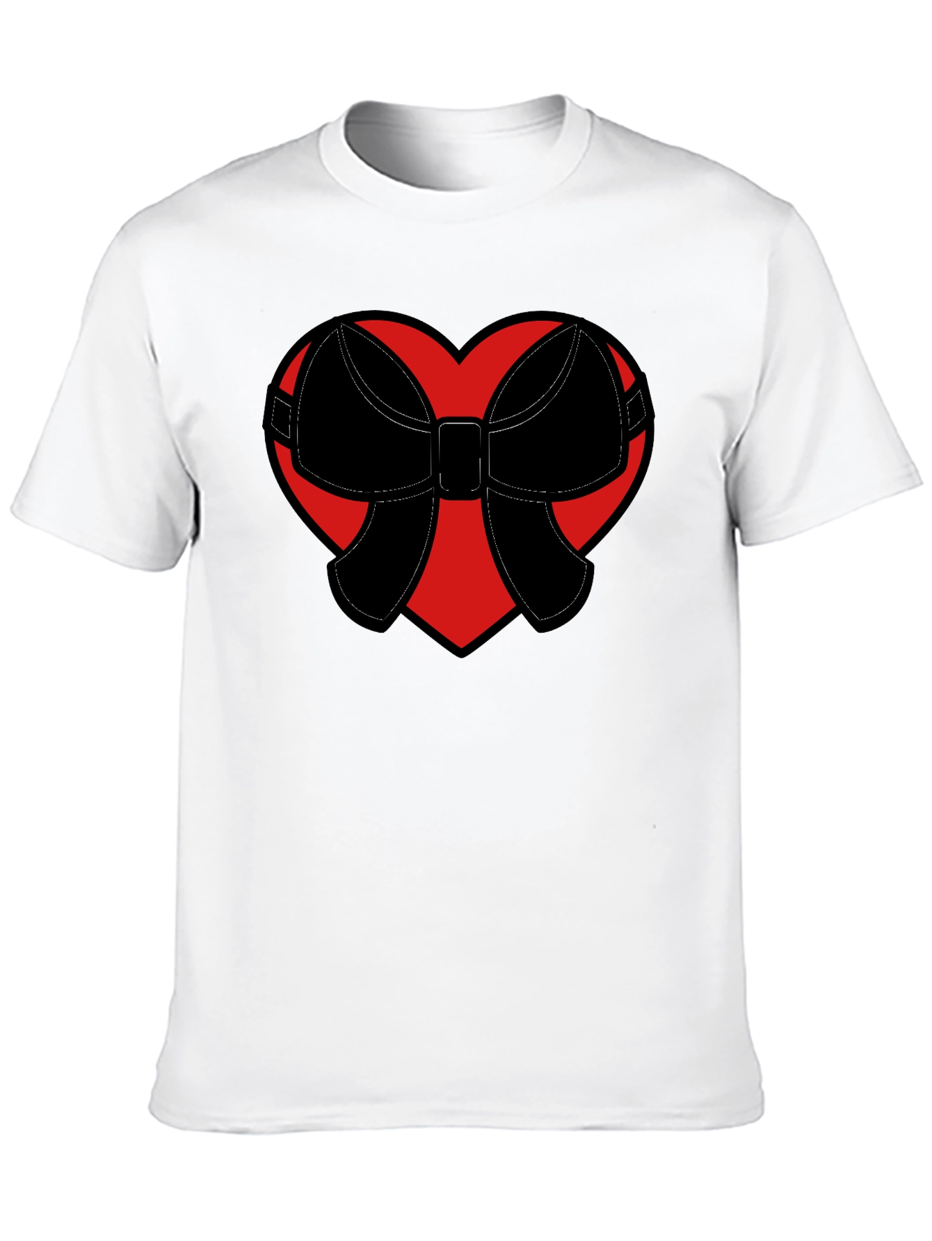 Heart Bow Graphic Tee - Black Casual Shirt
