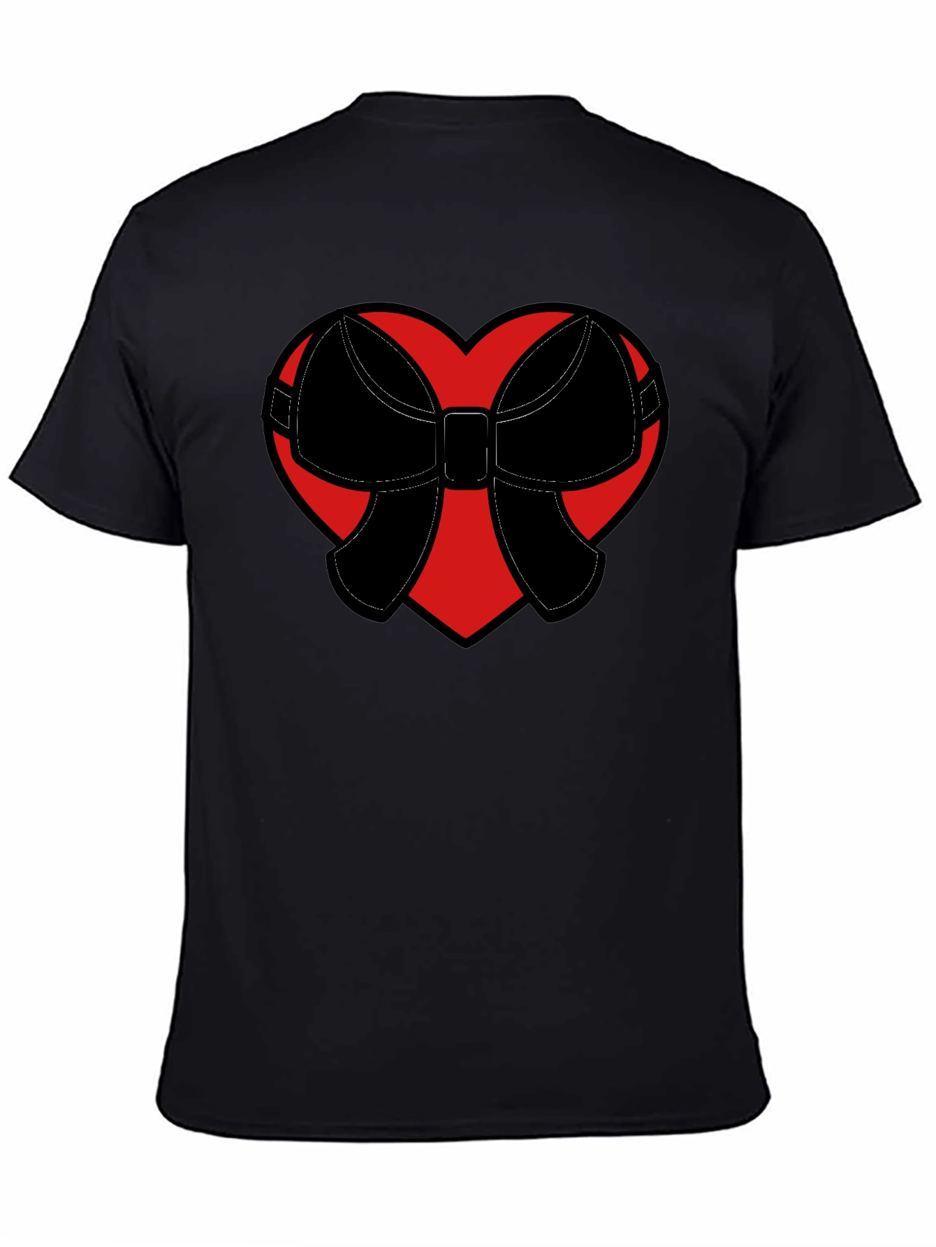 Heart Bow Graphic Tee - Black Casual Shirt