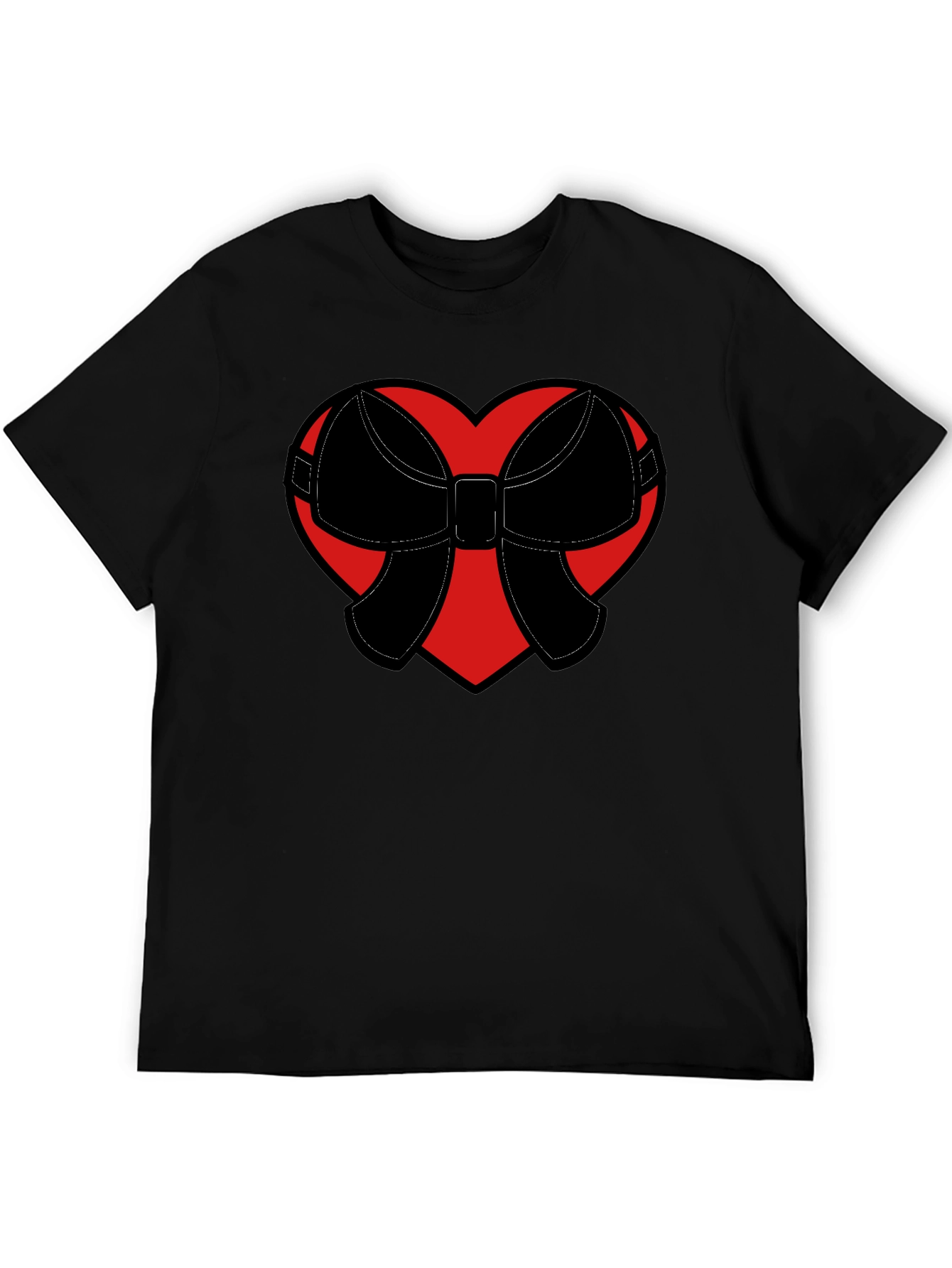 Heart Bow Graphic Tee - Black Casual Shirt