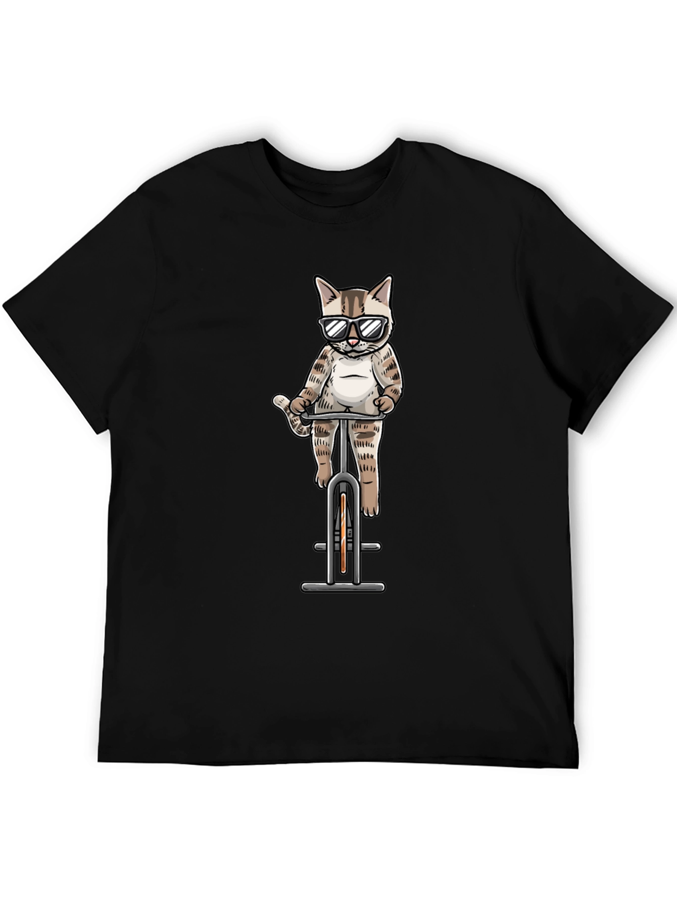 Cool Cat Riding Bike Graphic Tee - Black