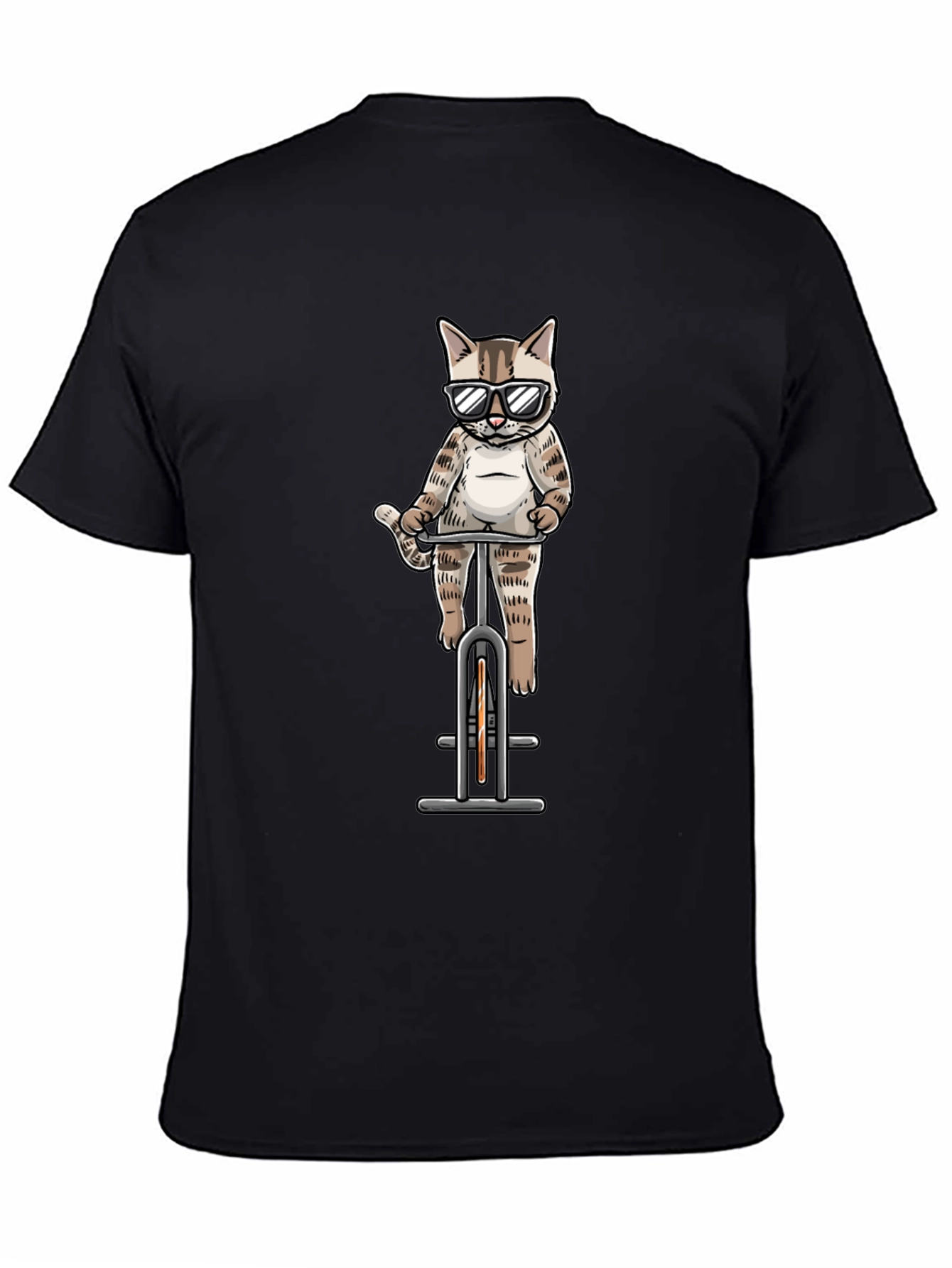 Cool Cat Riding Bike Graphic Tee - Black