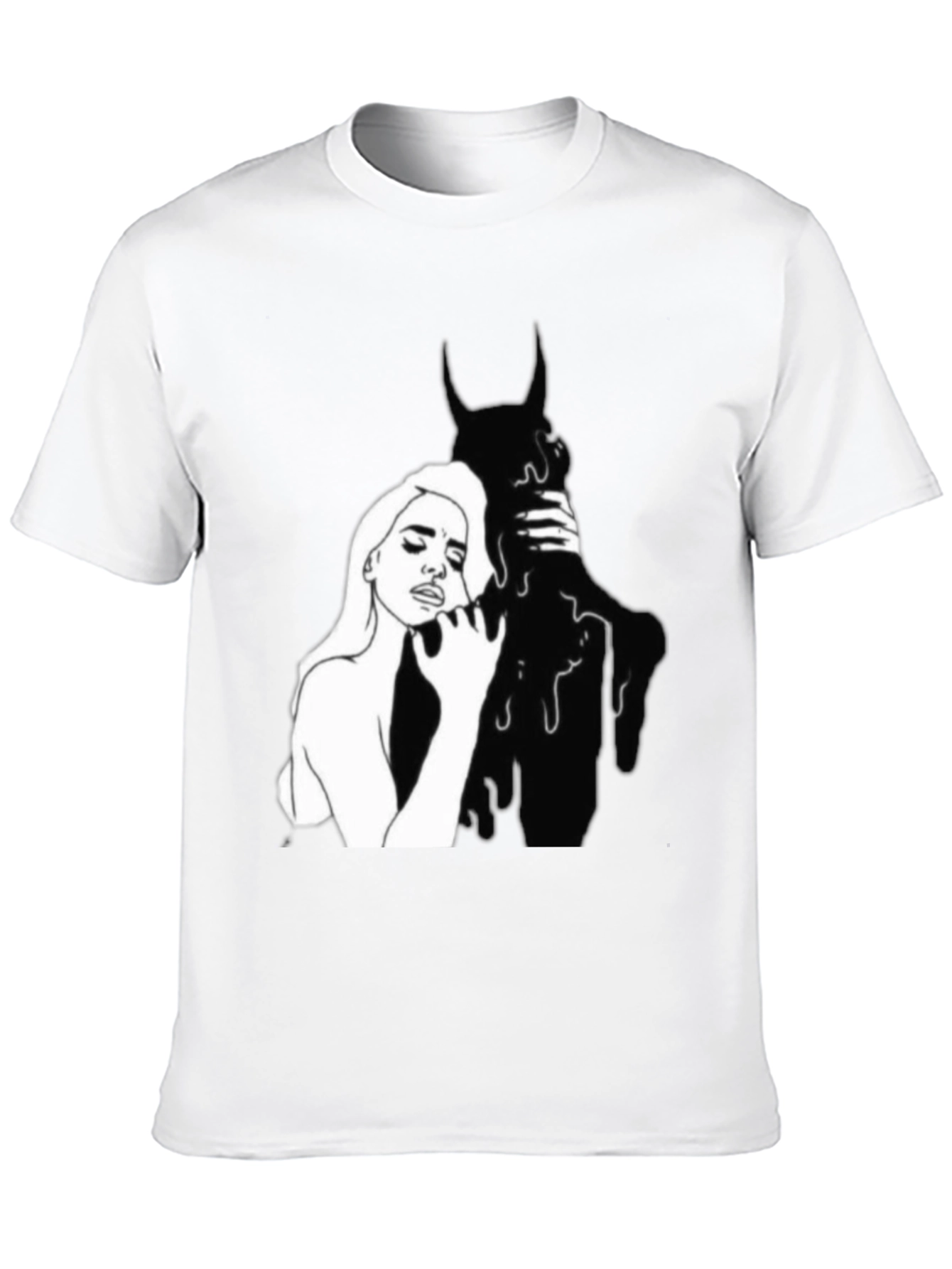 Stylish Black Graphic Tee - Woman and Shadow