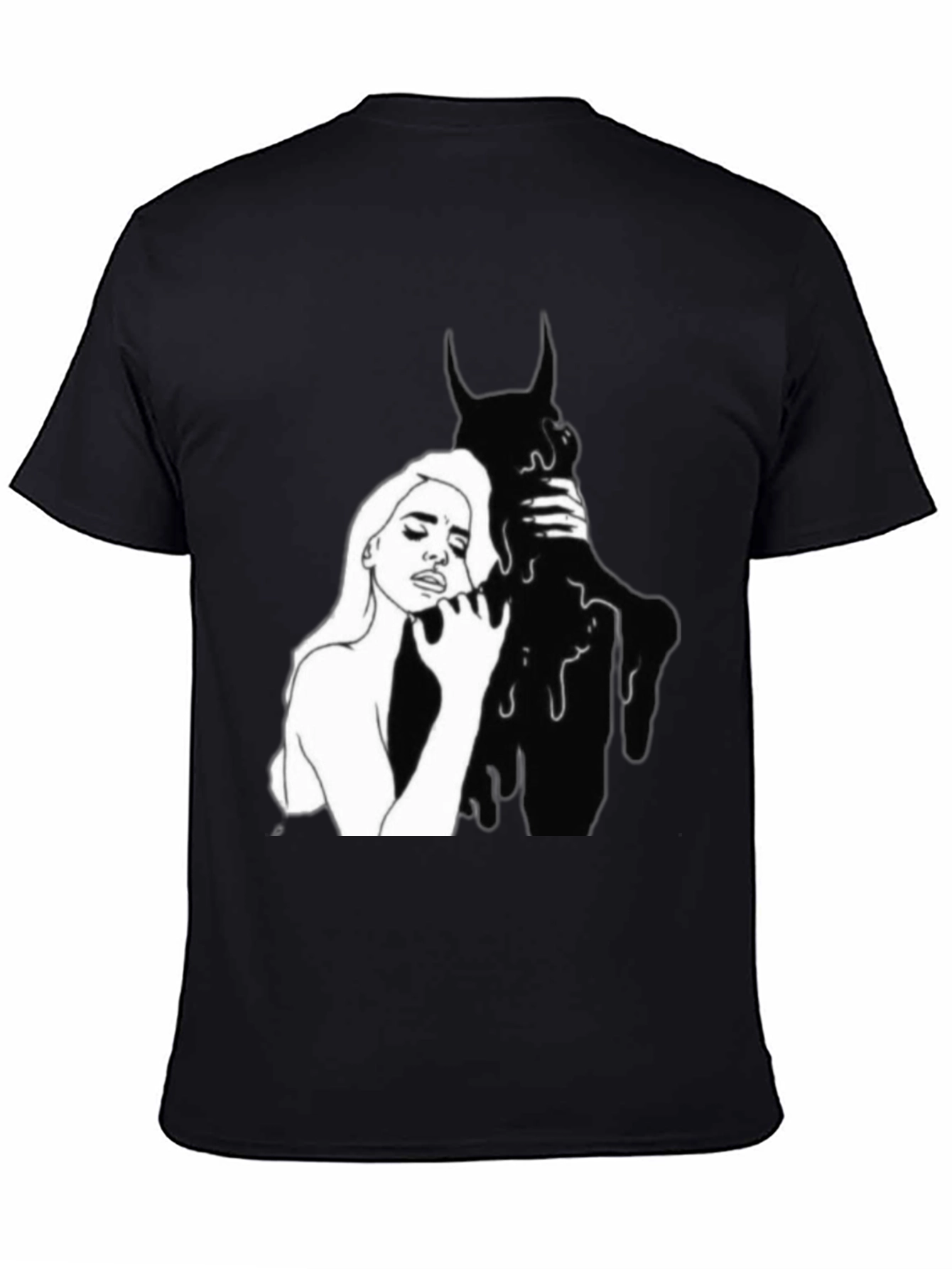 Stylish Black Graphic Tee - Woman and Shadow