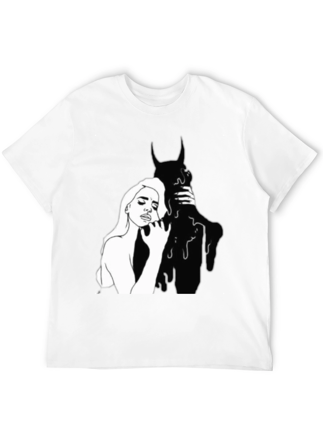 Stylish Black Graphic Tee - Woman and Shadow