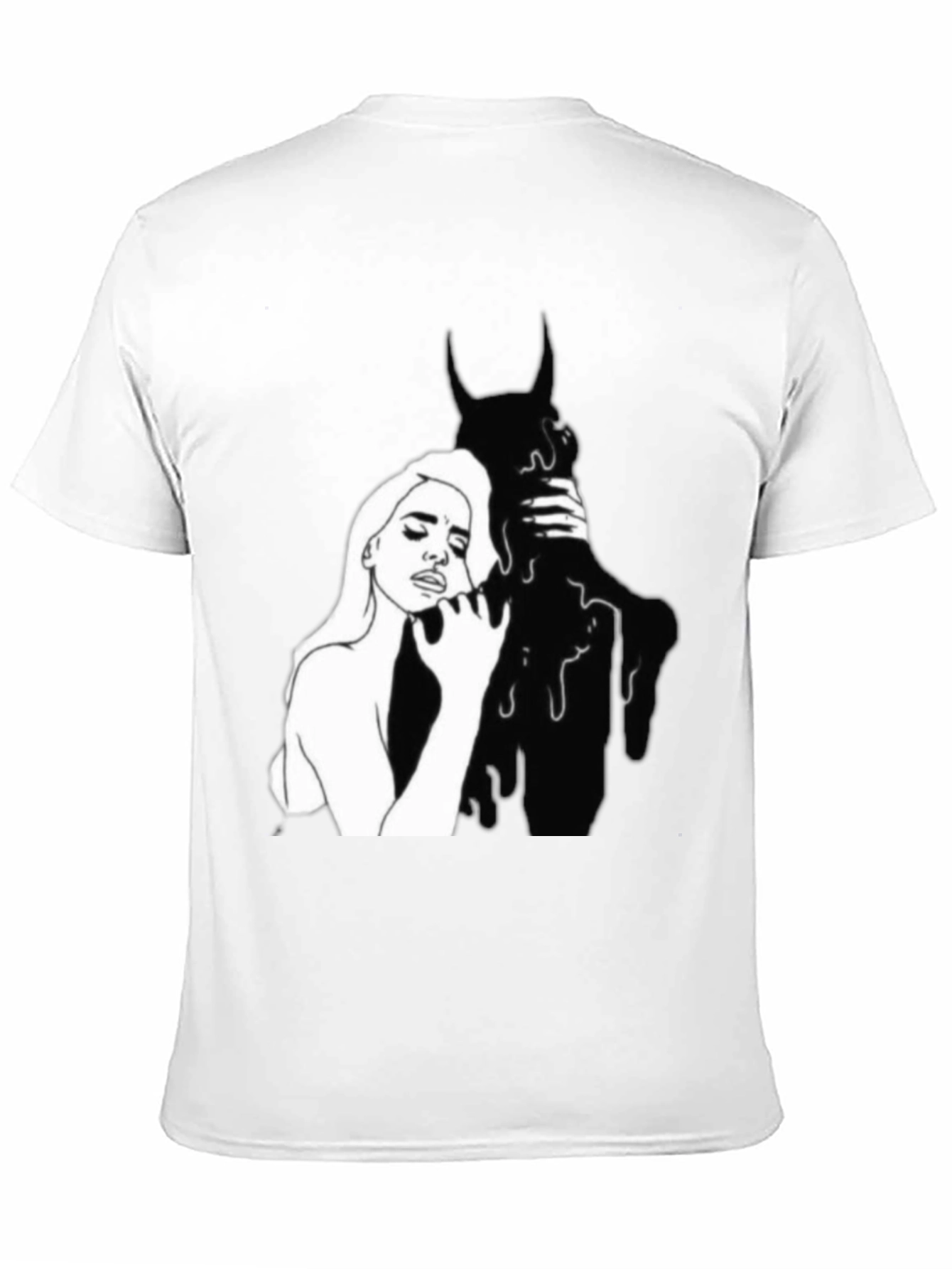 Stylish Black Graphic Tee - Woman and Shadow