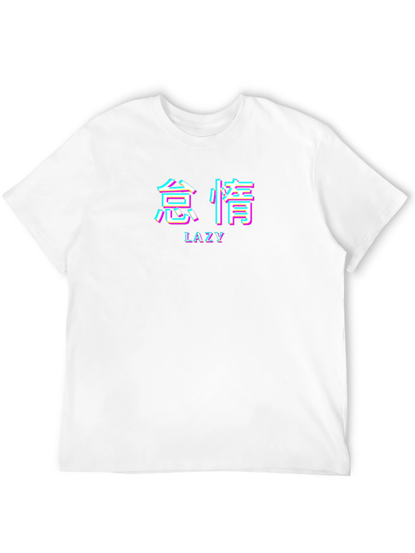 Lazy Graphic Tee - Black T-Shirt with Asian Text