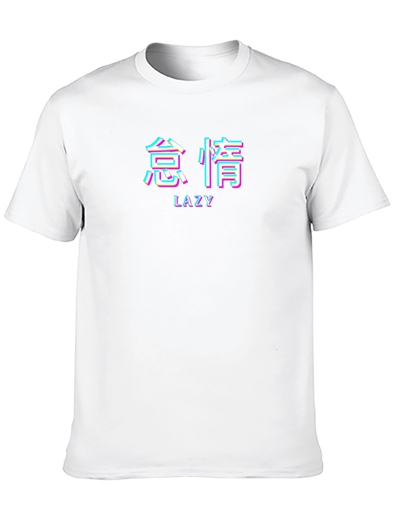 Lazy Graphic Tee - Black T-Shirt with Asian Text