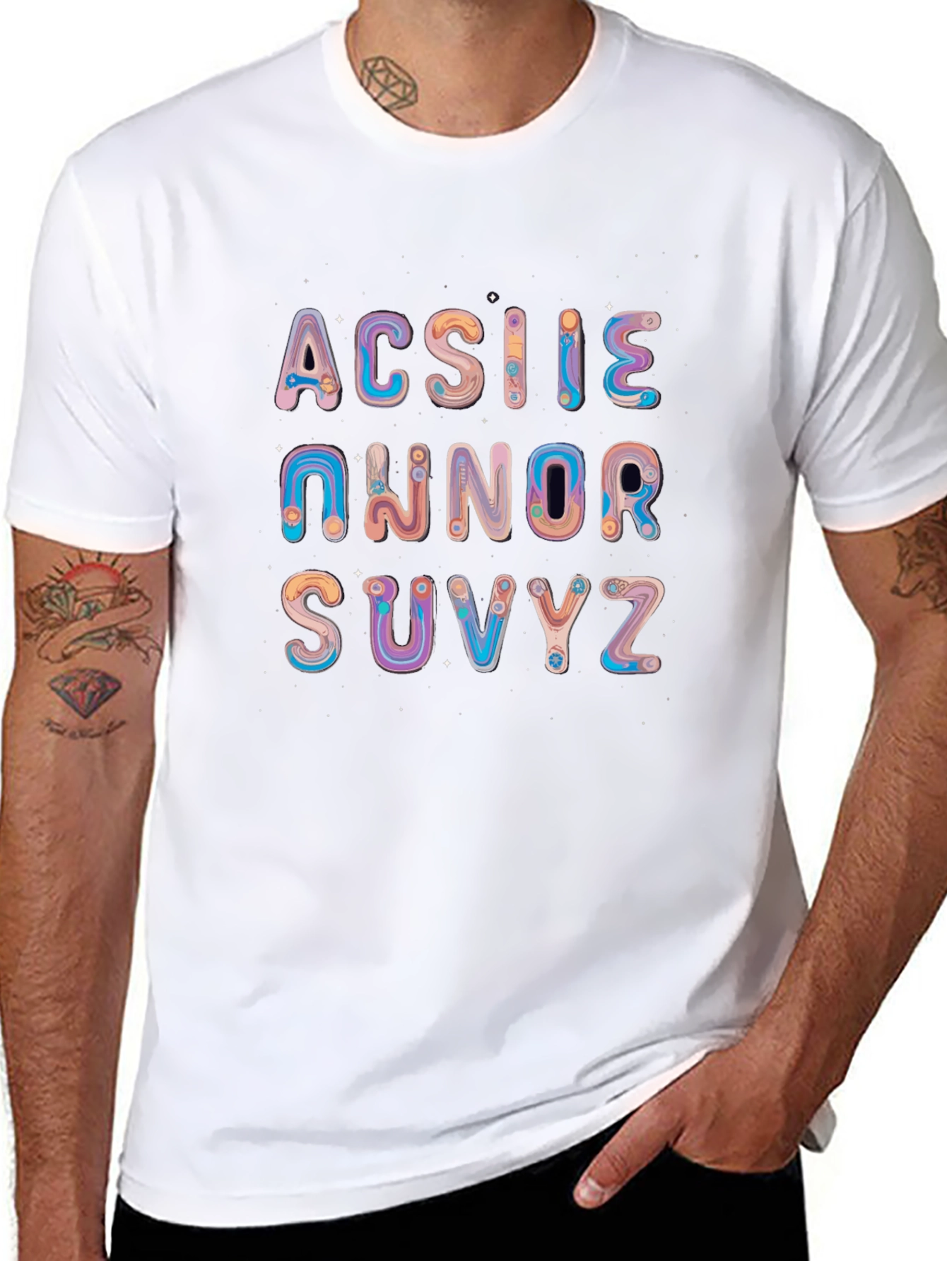 Colorful Alphabet Graphic T-Shirt